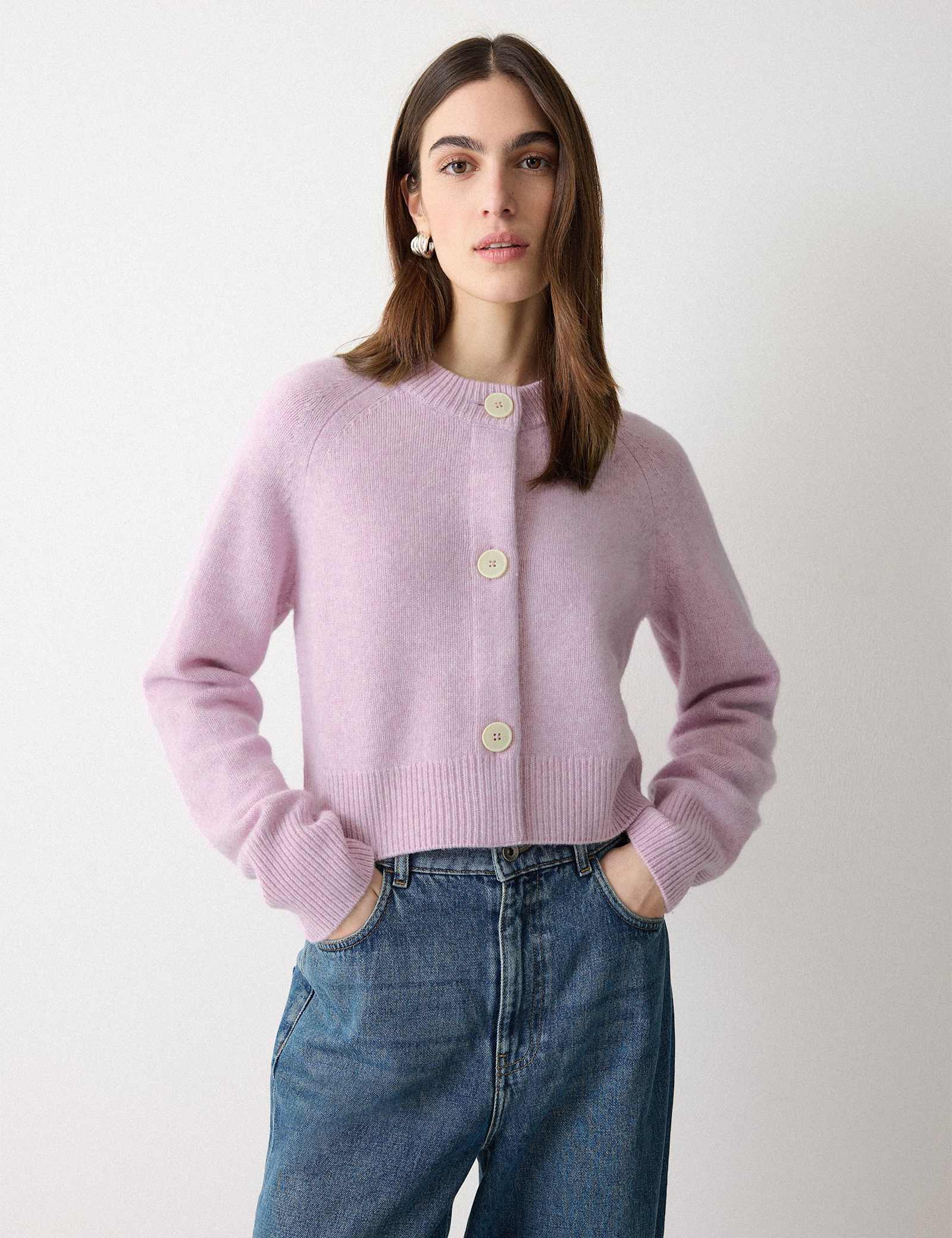 Pure Wool Crew Neck Cropped Cardigan - image 2
