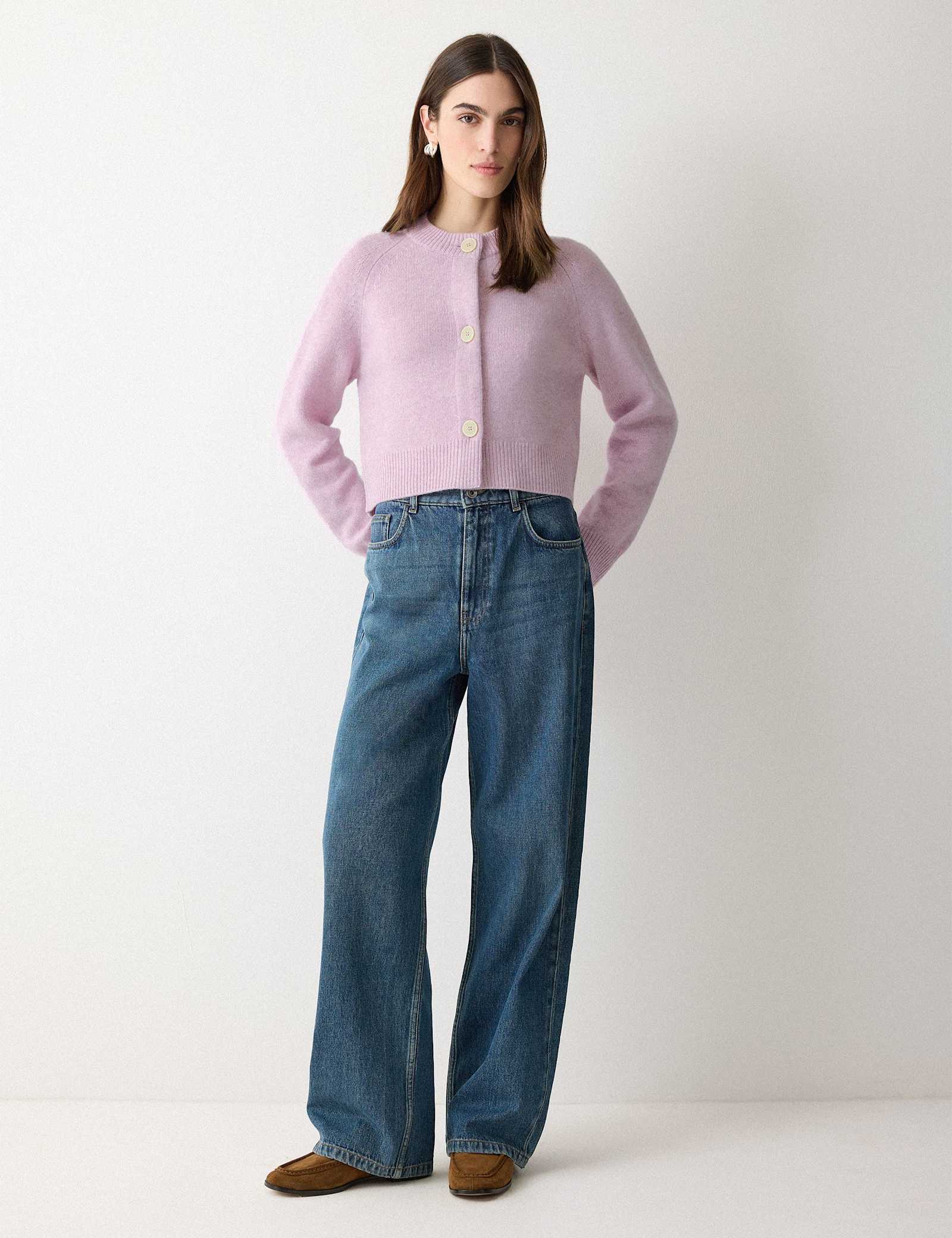 Pure Wool Crew Neck Cropped Cardigan - image 5