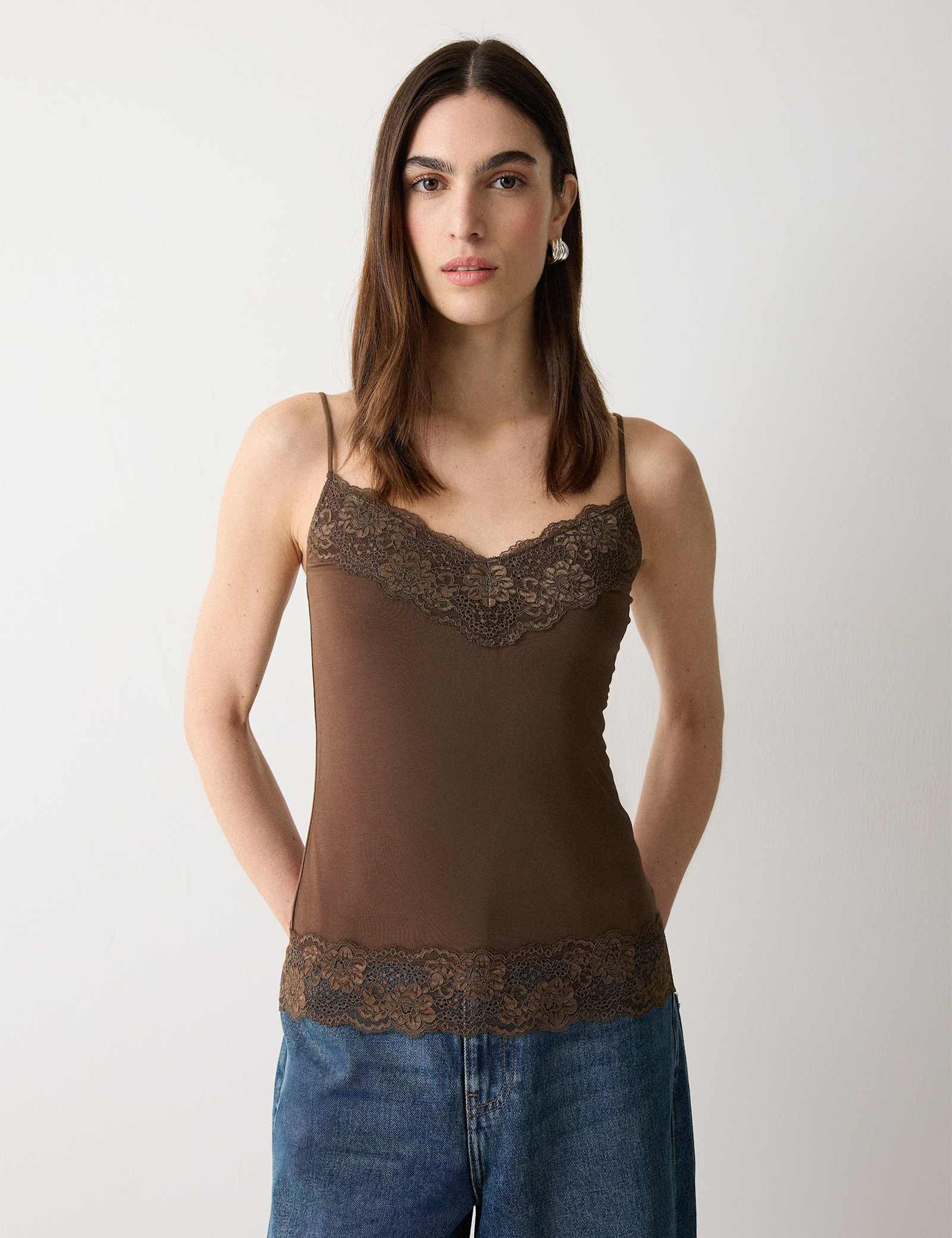 Modal Rich V-Neck Lace Vest - image 3