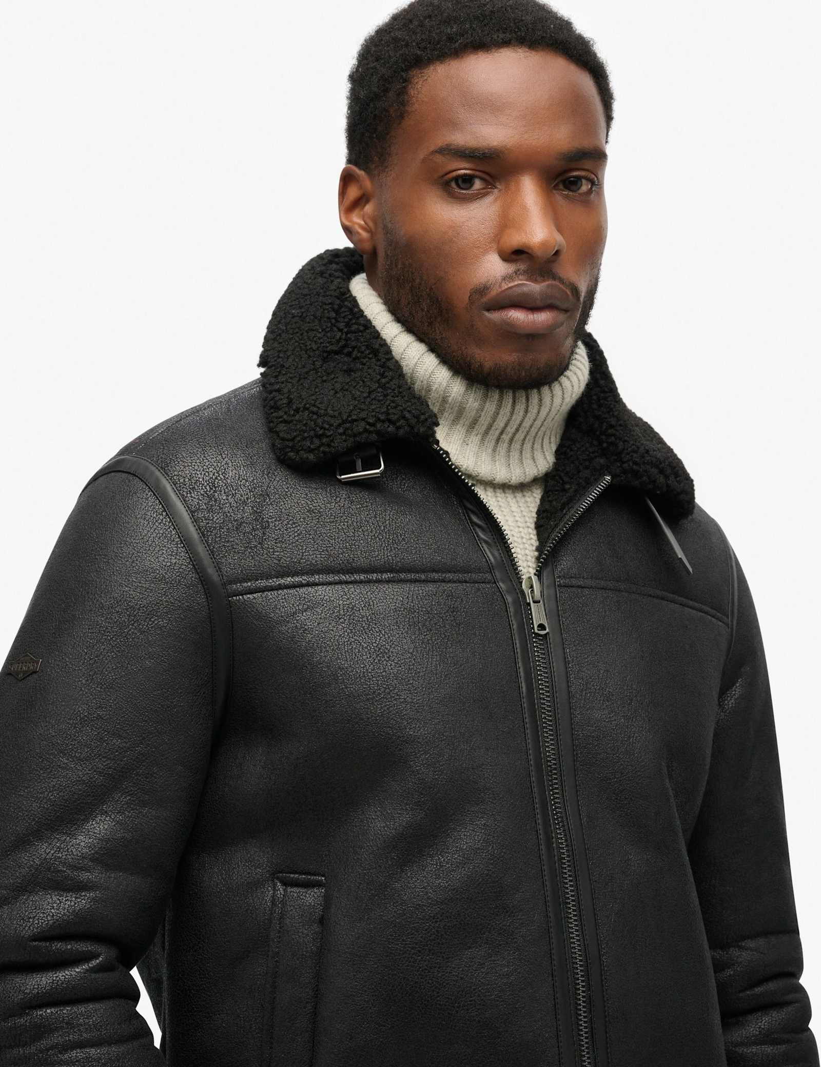 Faux Shearling Aviator Jacket - image 5