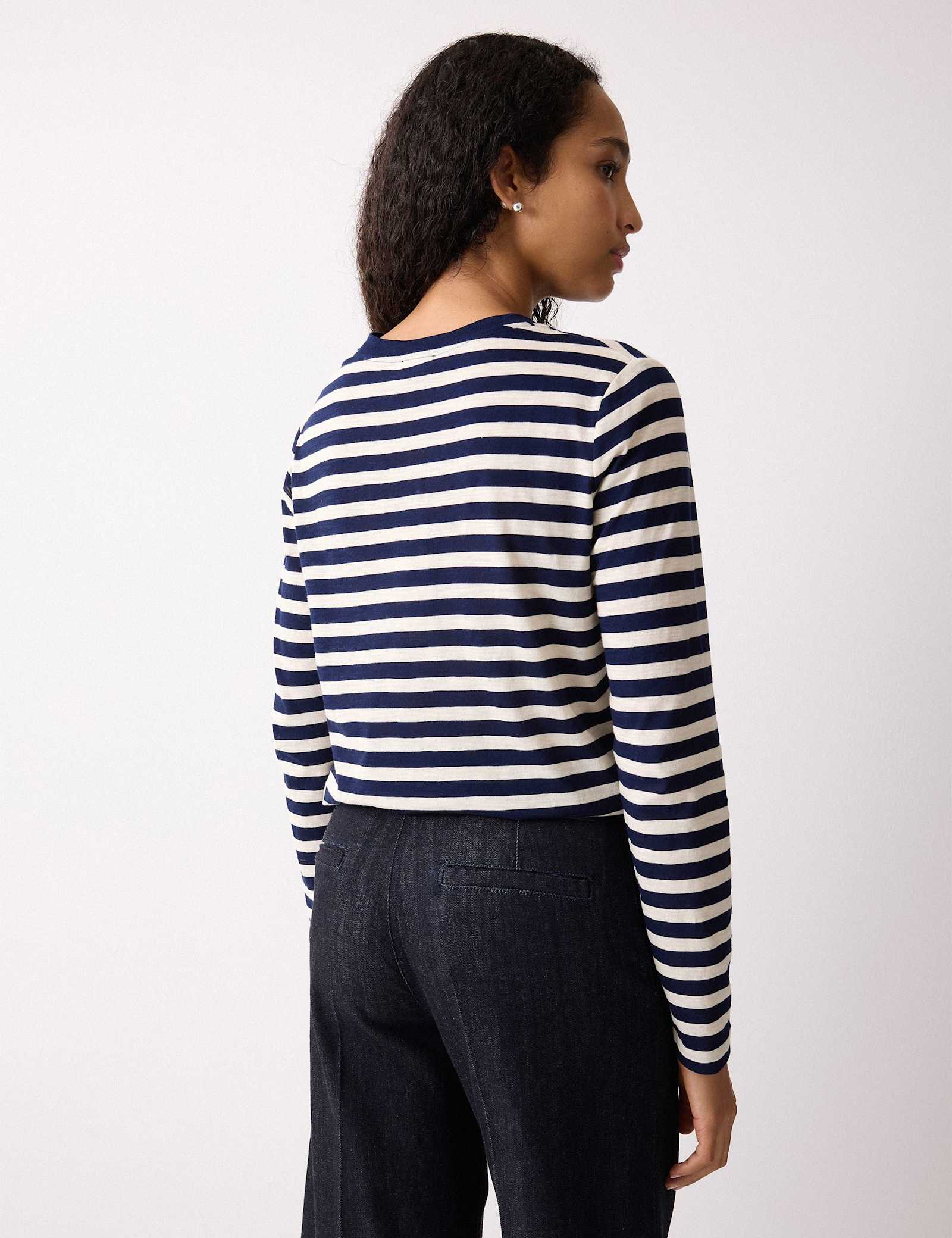Pure Cotton Slub Striped Slim Fit Top - image 4