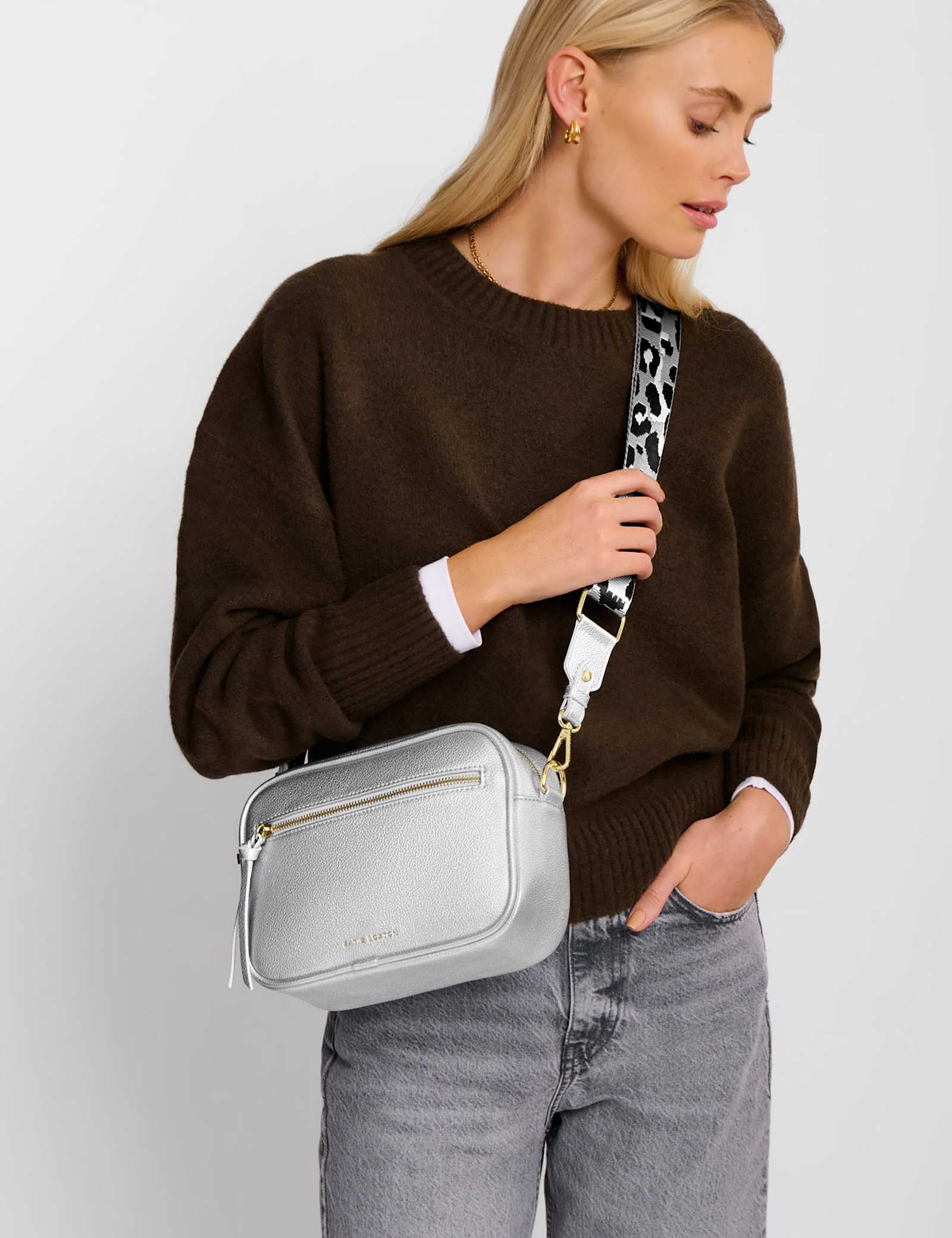Faux Leather Metallic Cross Body Bag - image 2