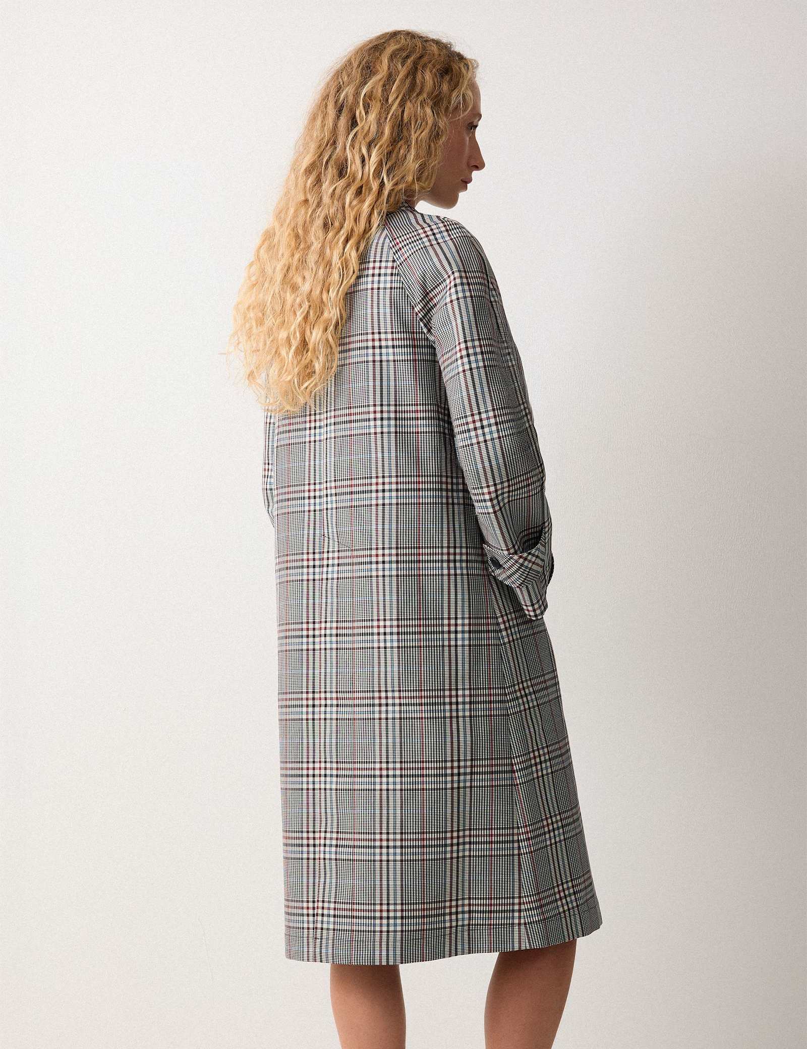 Lyocell Blend Bonded Checked Trench Coat - image 3