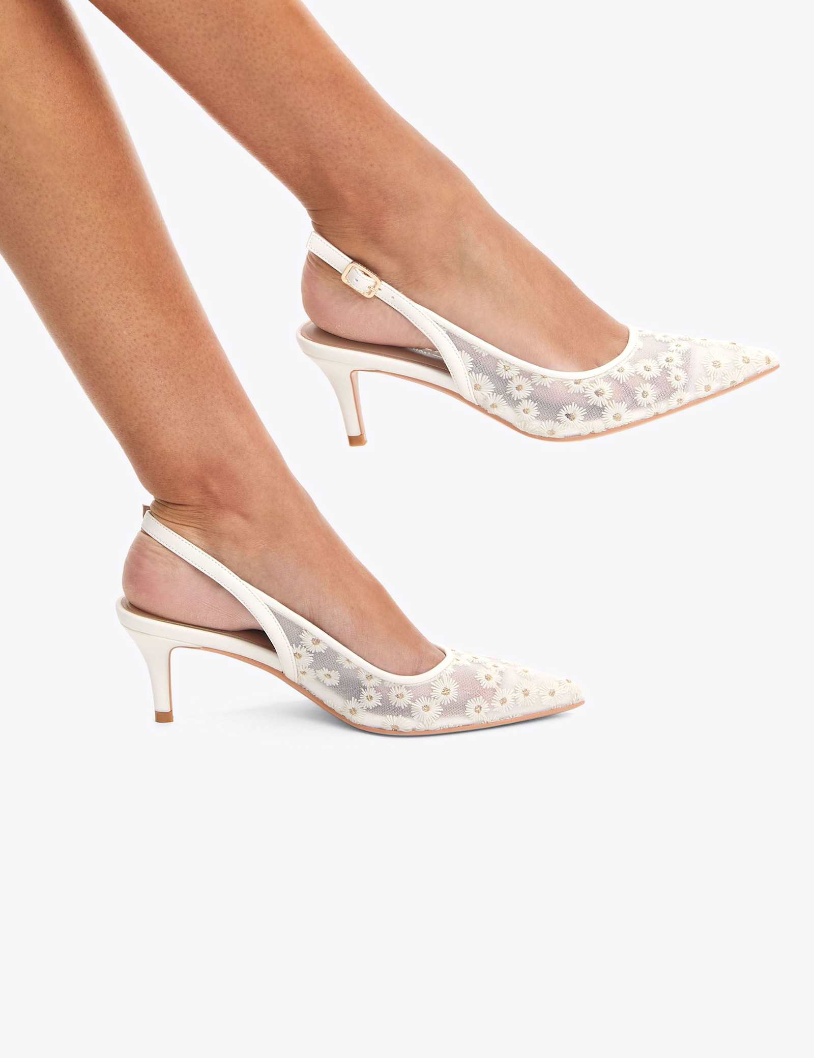 Mesh Daisy Low Heel Slingbacks - image 5