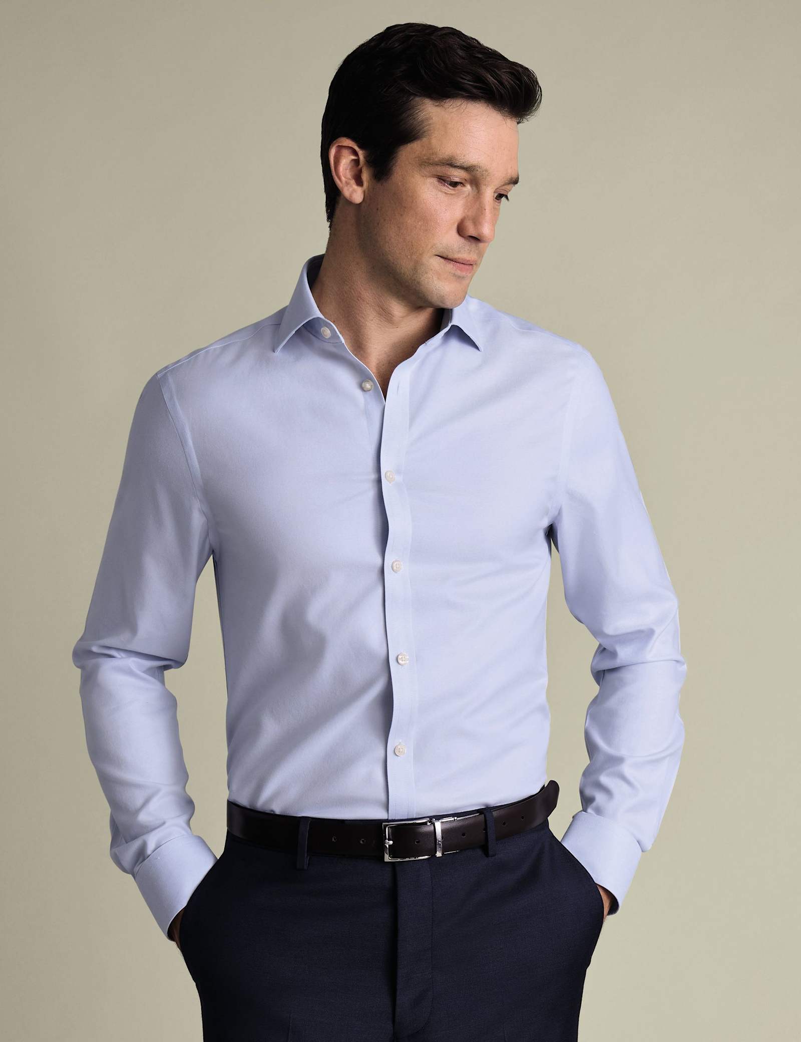 Slim Fit Non Iron Pure Cotton Twill Shirt - image 2