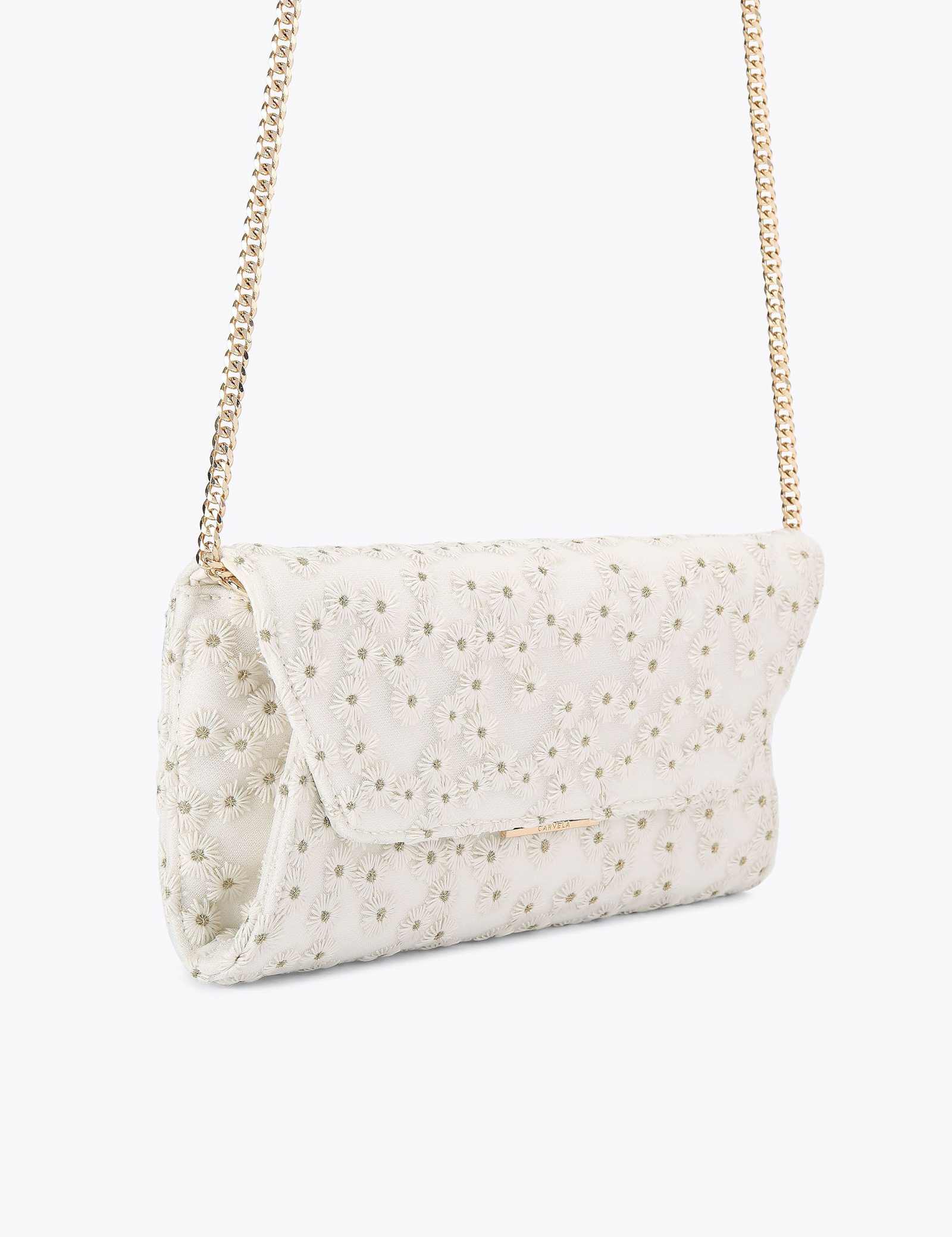 Floral Embroidered Chain Strap Clutch Bag - image 4