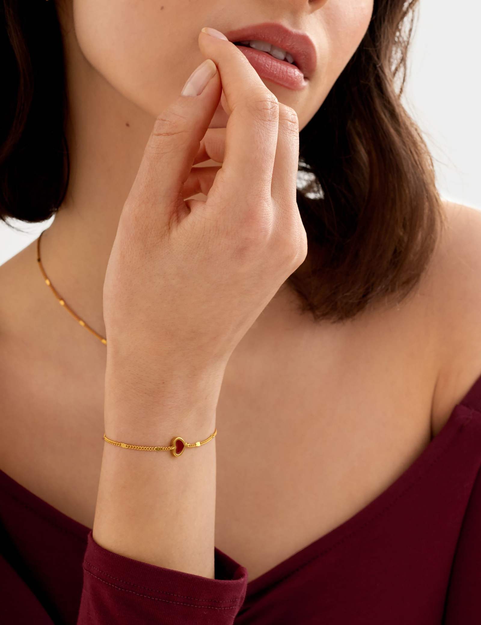 Gold Coated Enamel Heart Waterproof Bracelet - image 1