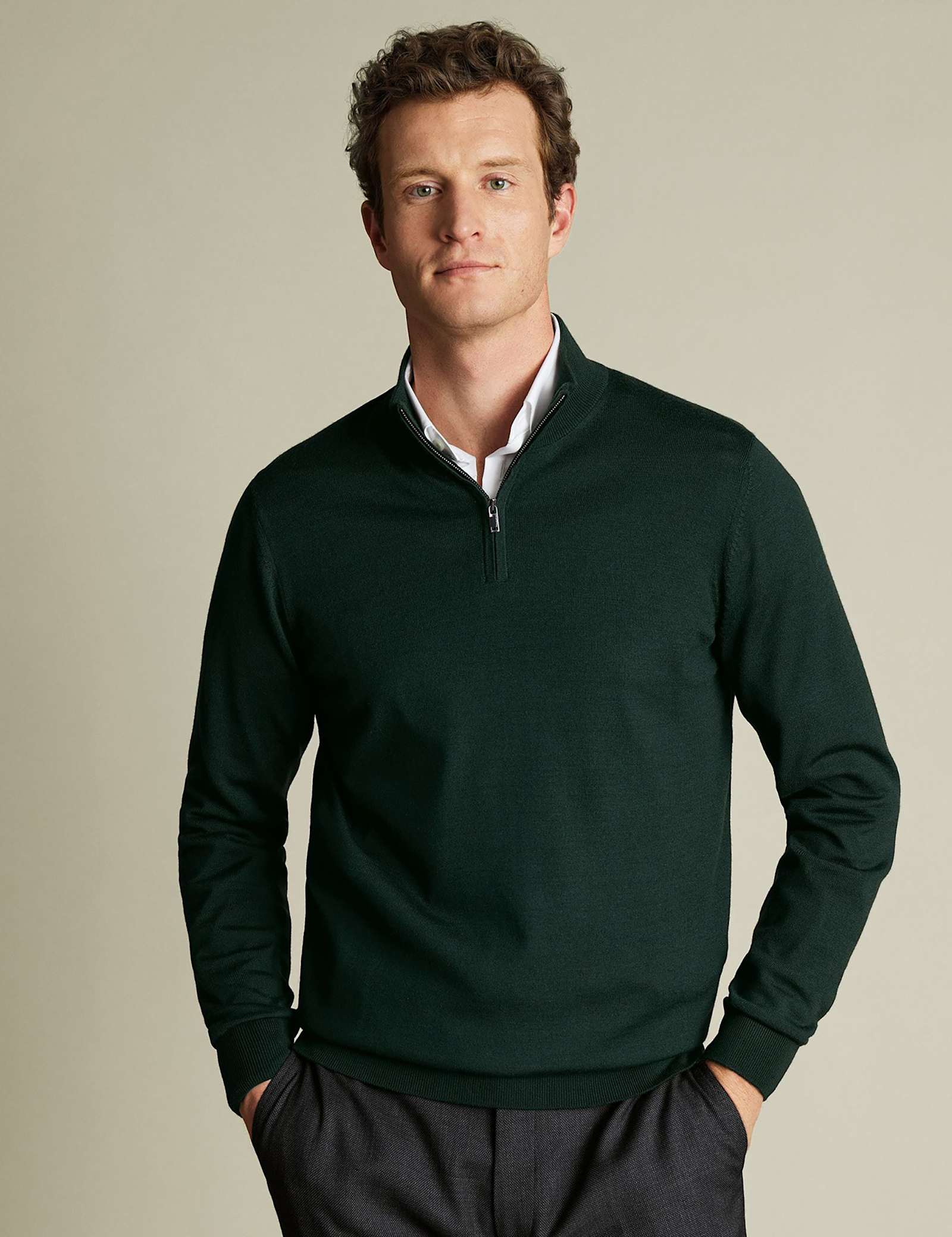 Pure Merino Wool Half Zip Jumper - image 1