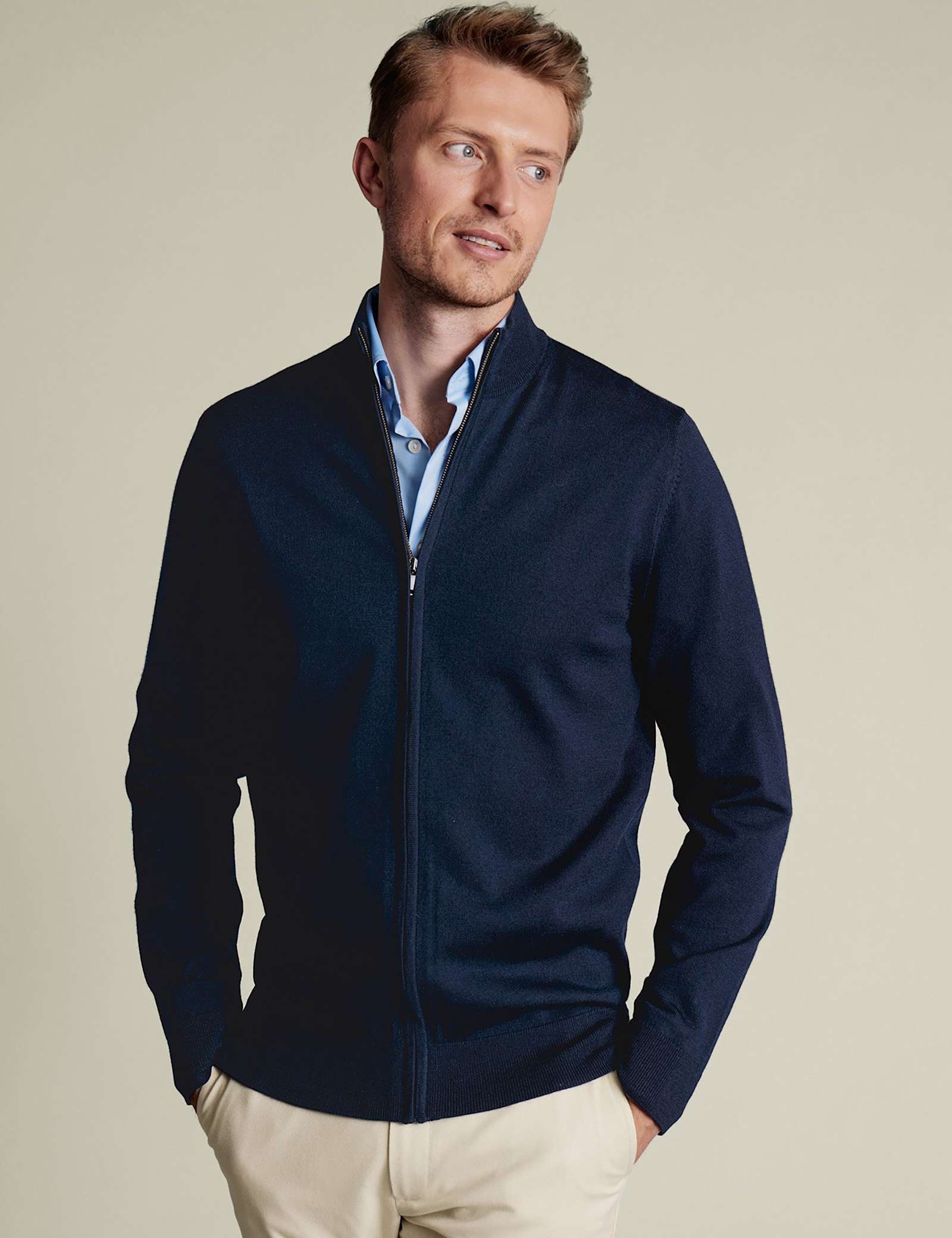 Pure Merino Wool Funnel Neck Cardigan - image 2