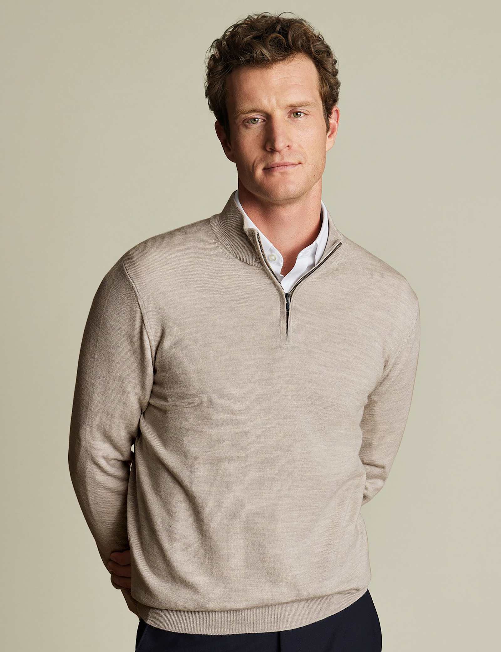 Pure Merino Wool Half Zip Jumper - image 2