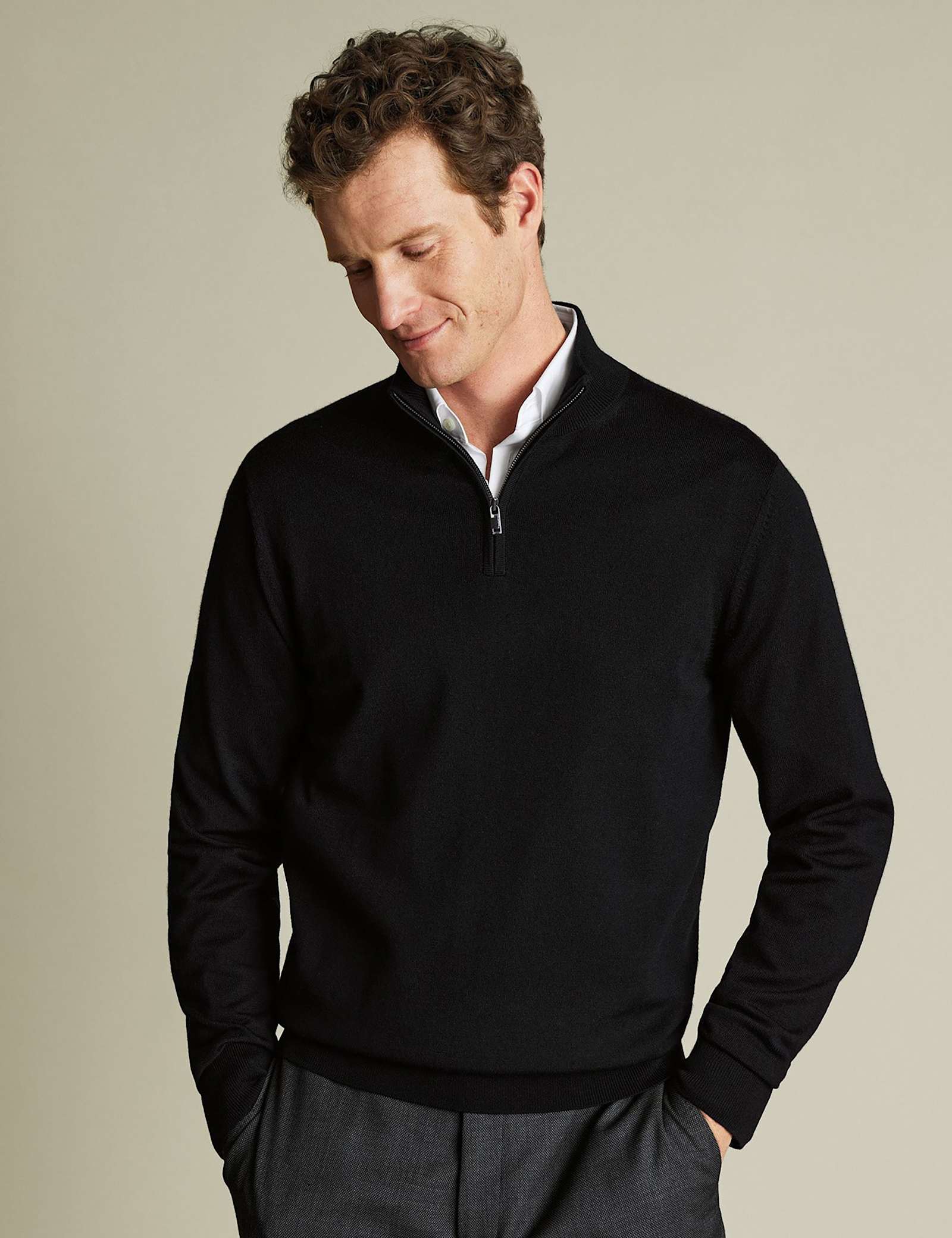 Pure Merino Wool Half Zip Jumper - image 1