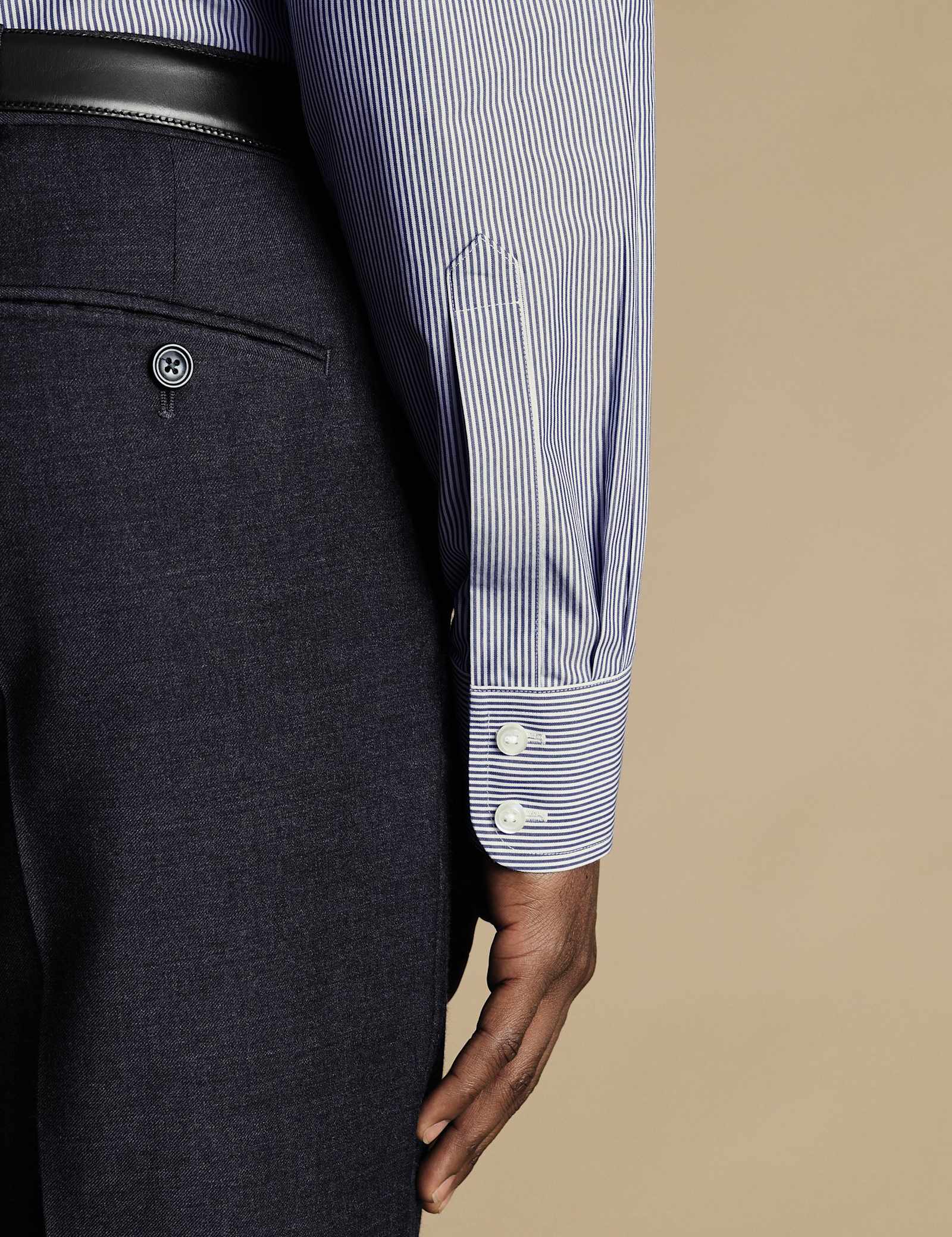 Slim Fit Non Iron Pure Cotton Striped Shirt - image 5