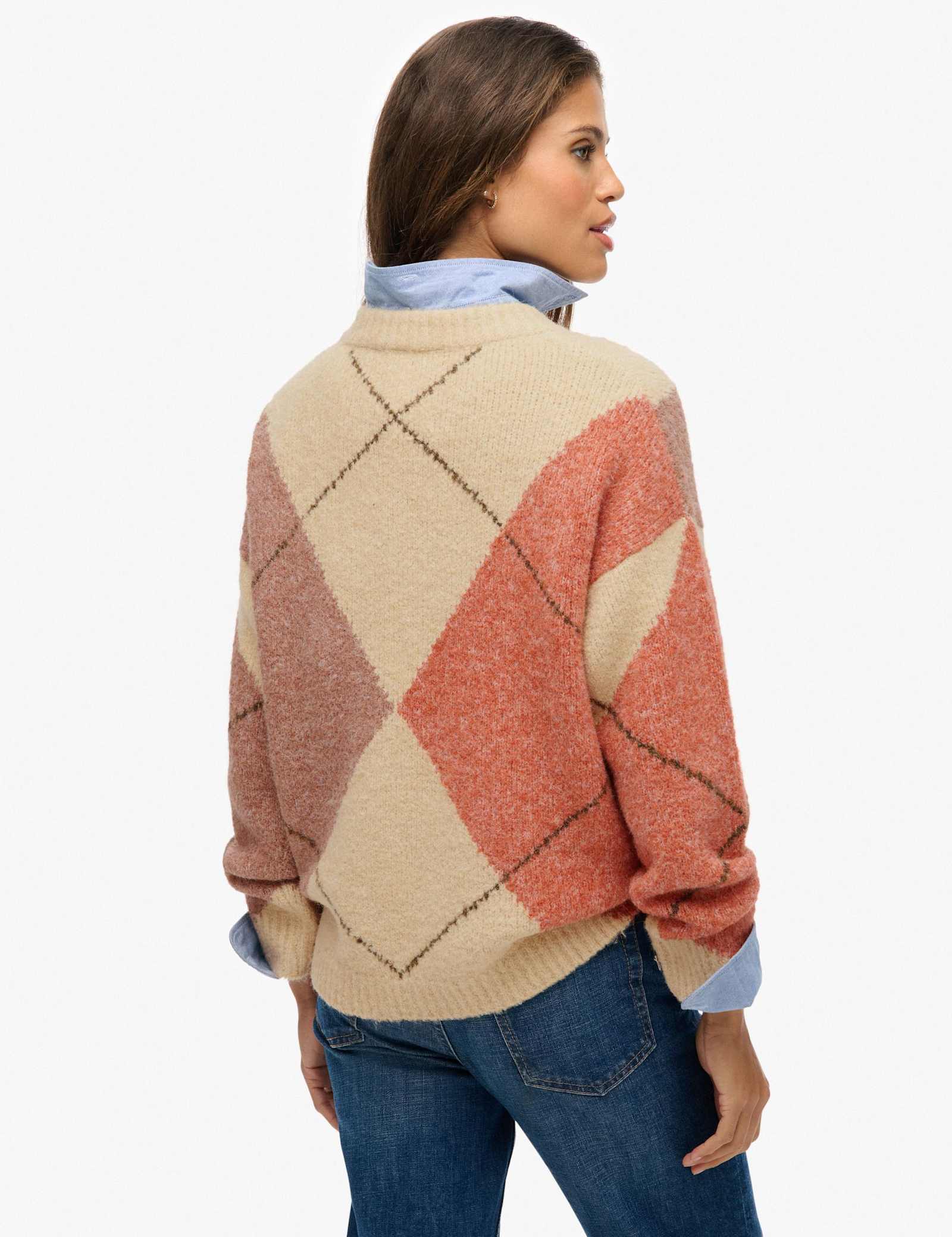 Argyle V-Neck Oversized Jumper - image 3