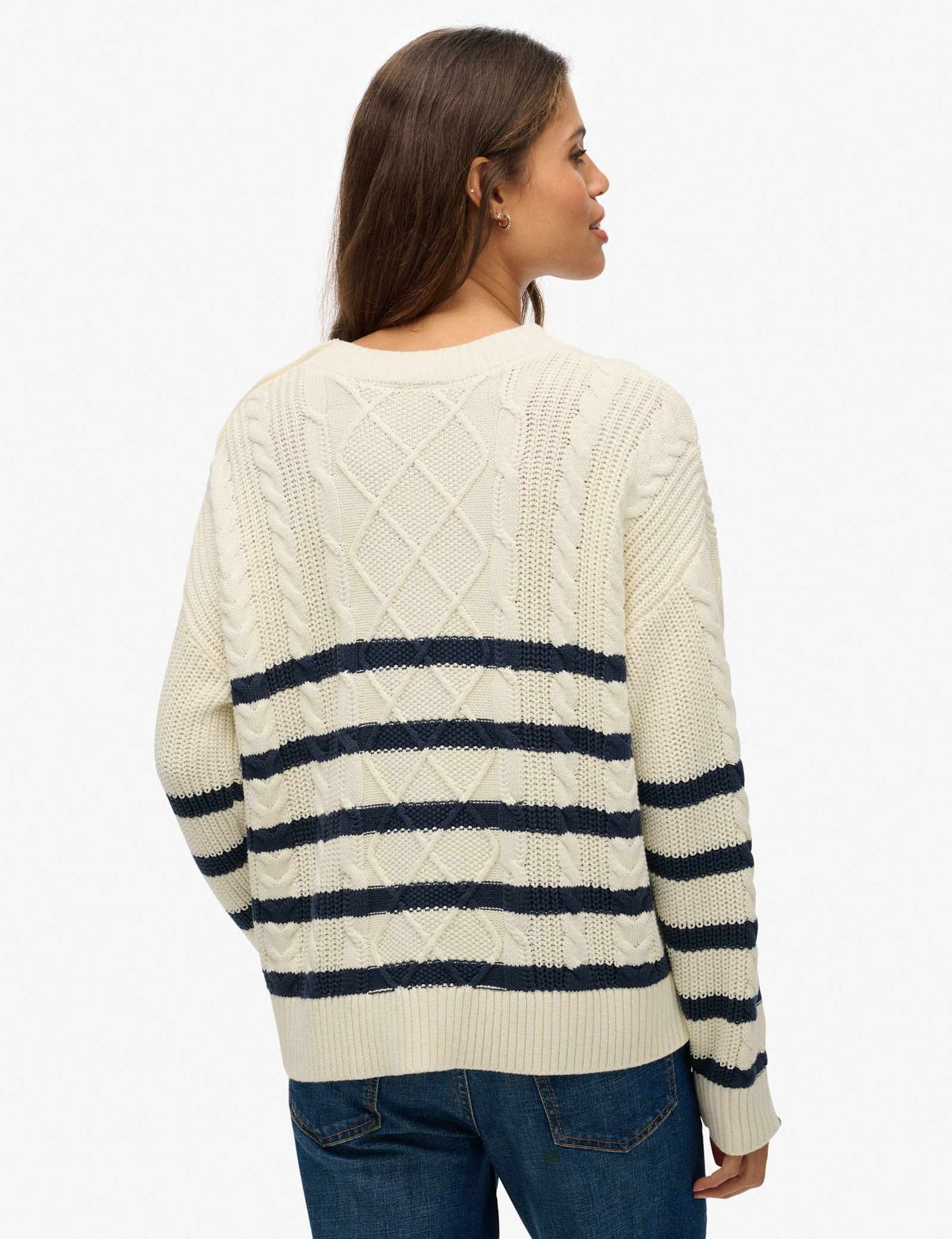 Pure Cotton Cable Knit Striped Jumper - image 5
