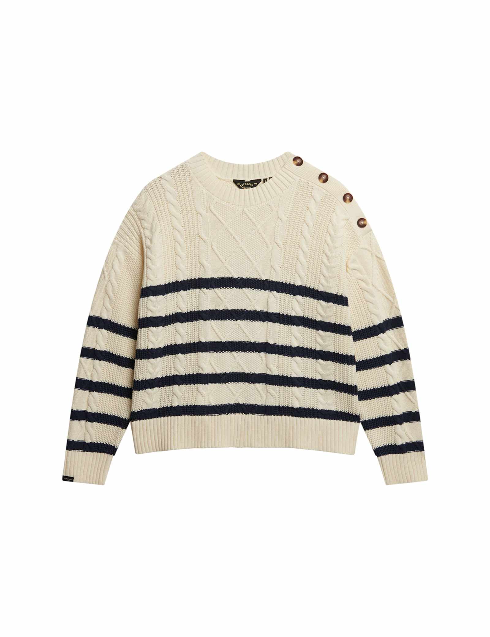 Pure Cotton Cable Knit Striped Jumper - image 1