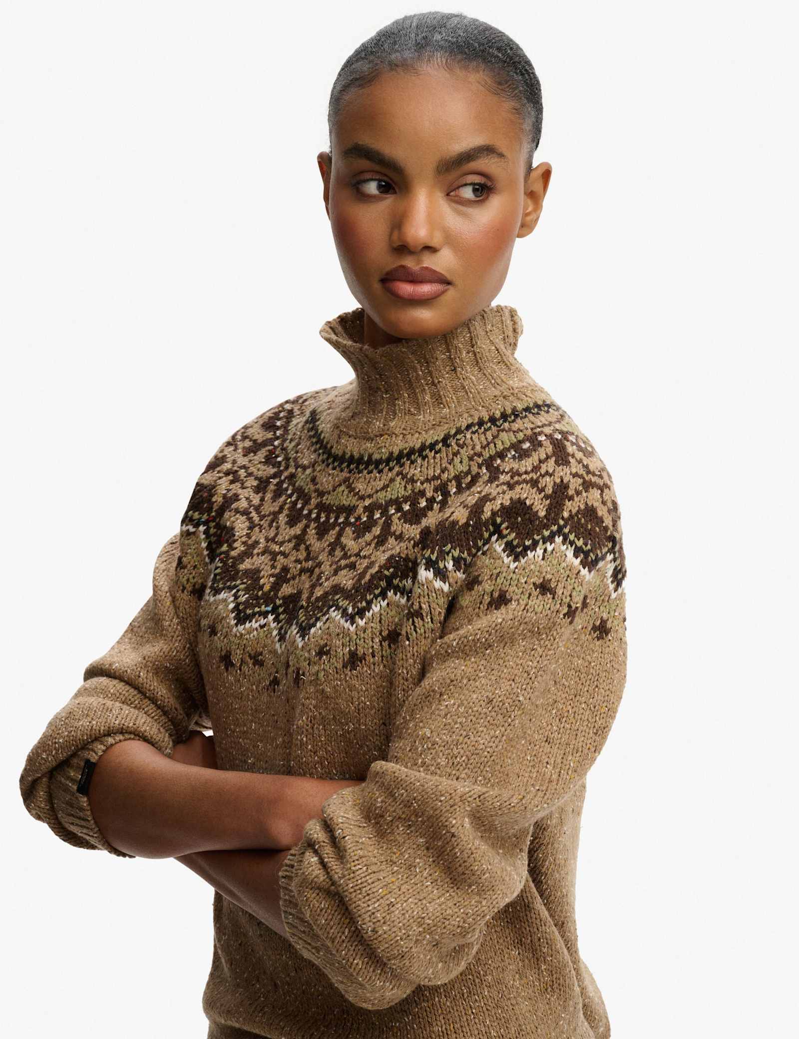 Fair Isle Yoke High Neck Oversized Jumper - image 5