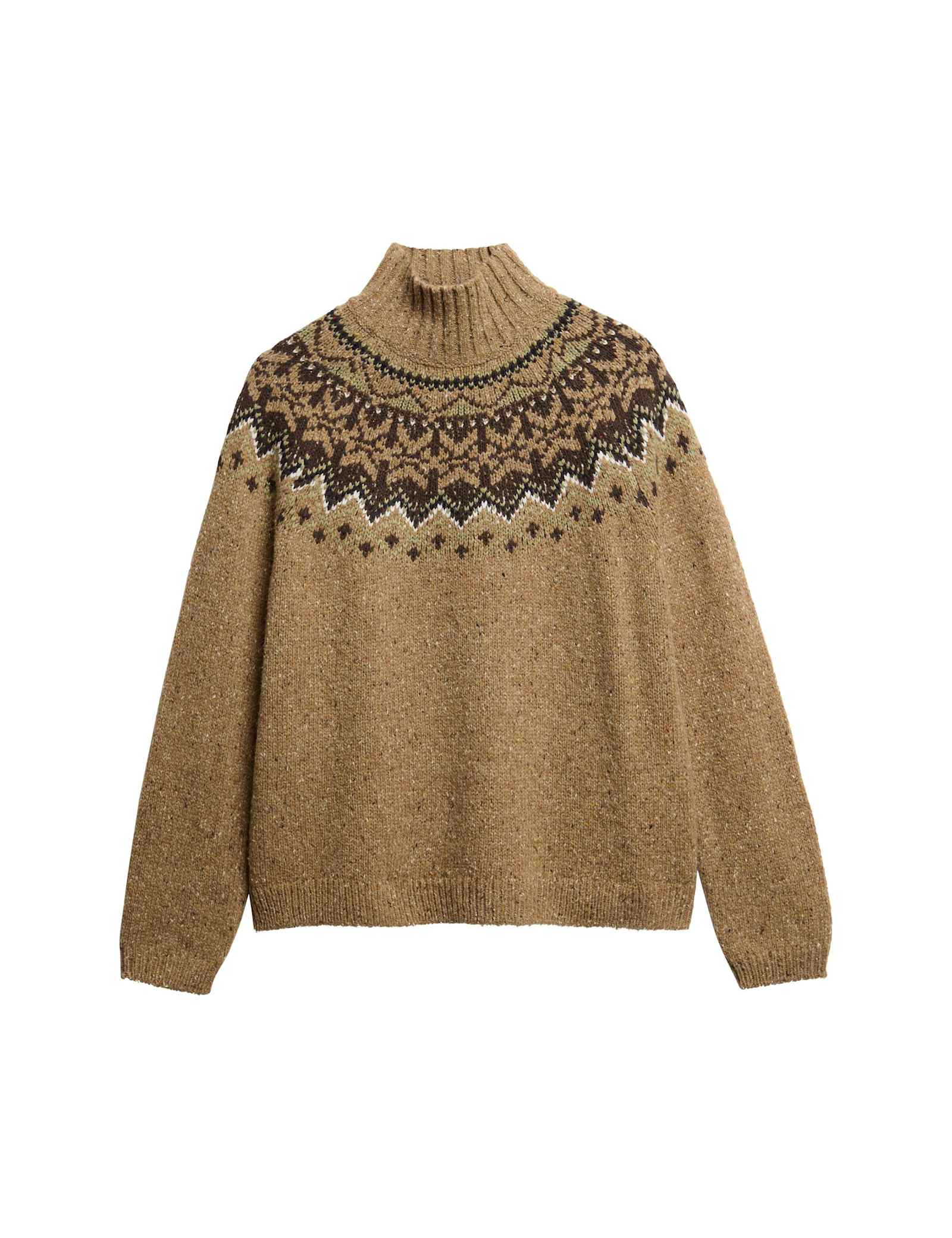 Fair Isle Yoke High Neck Oversized Jumper - image 1
