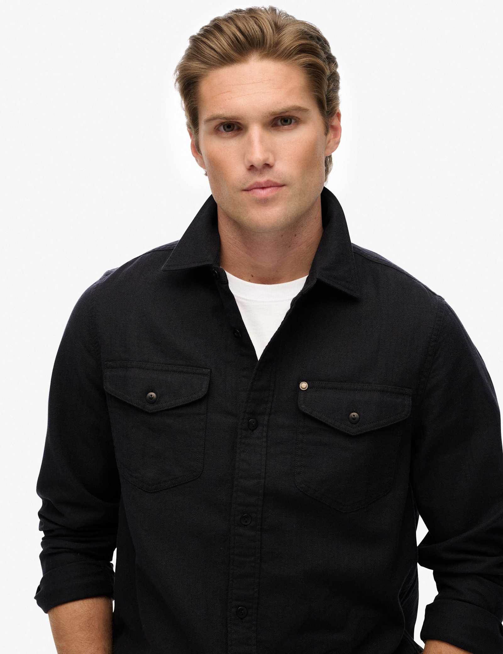 Cotton Rich Relaxed Fit Overshirt with Linen - image 5