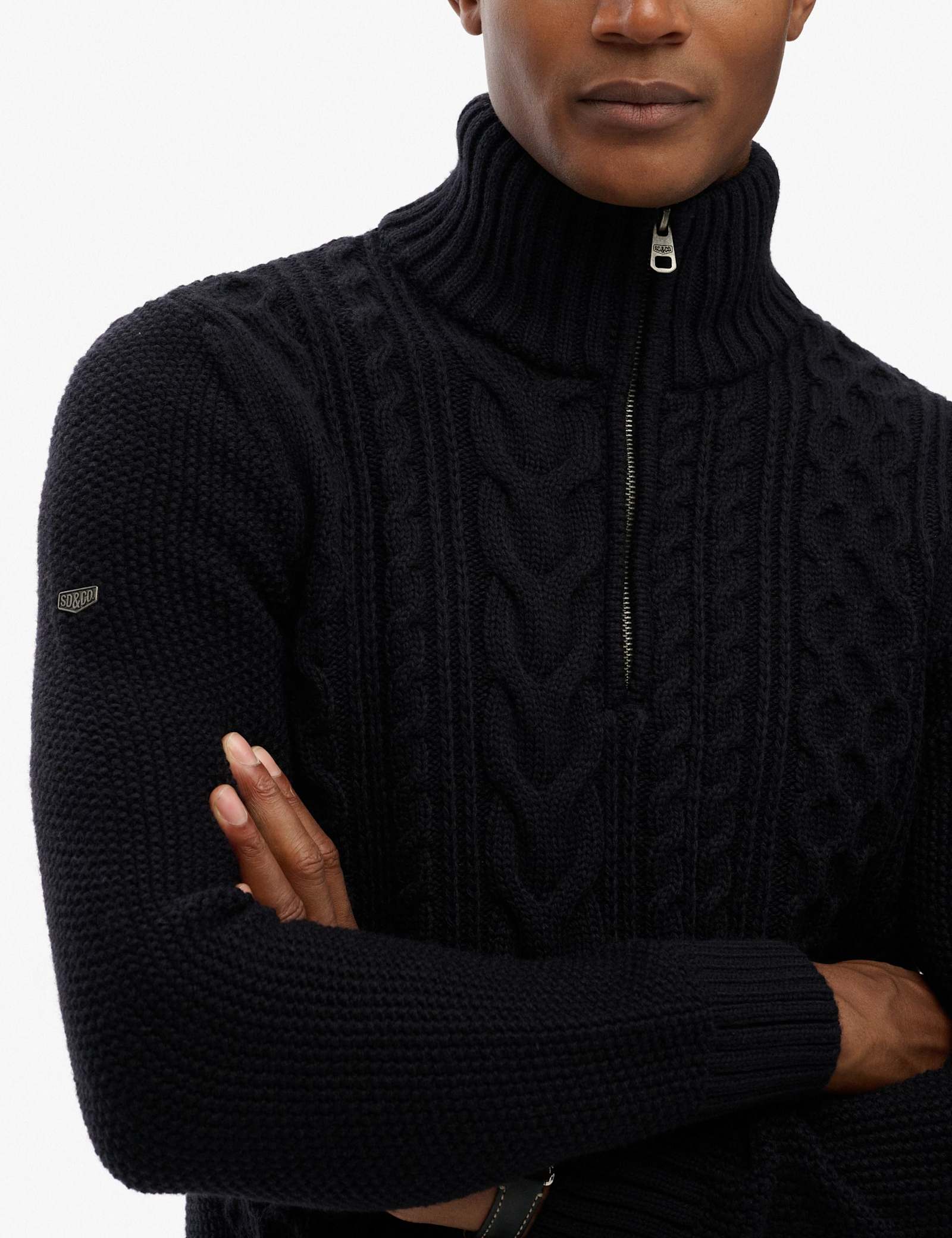 Wool Blend Cable Knit Half Zip Jumper - image 3