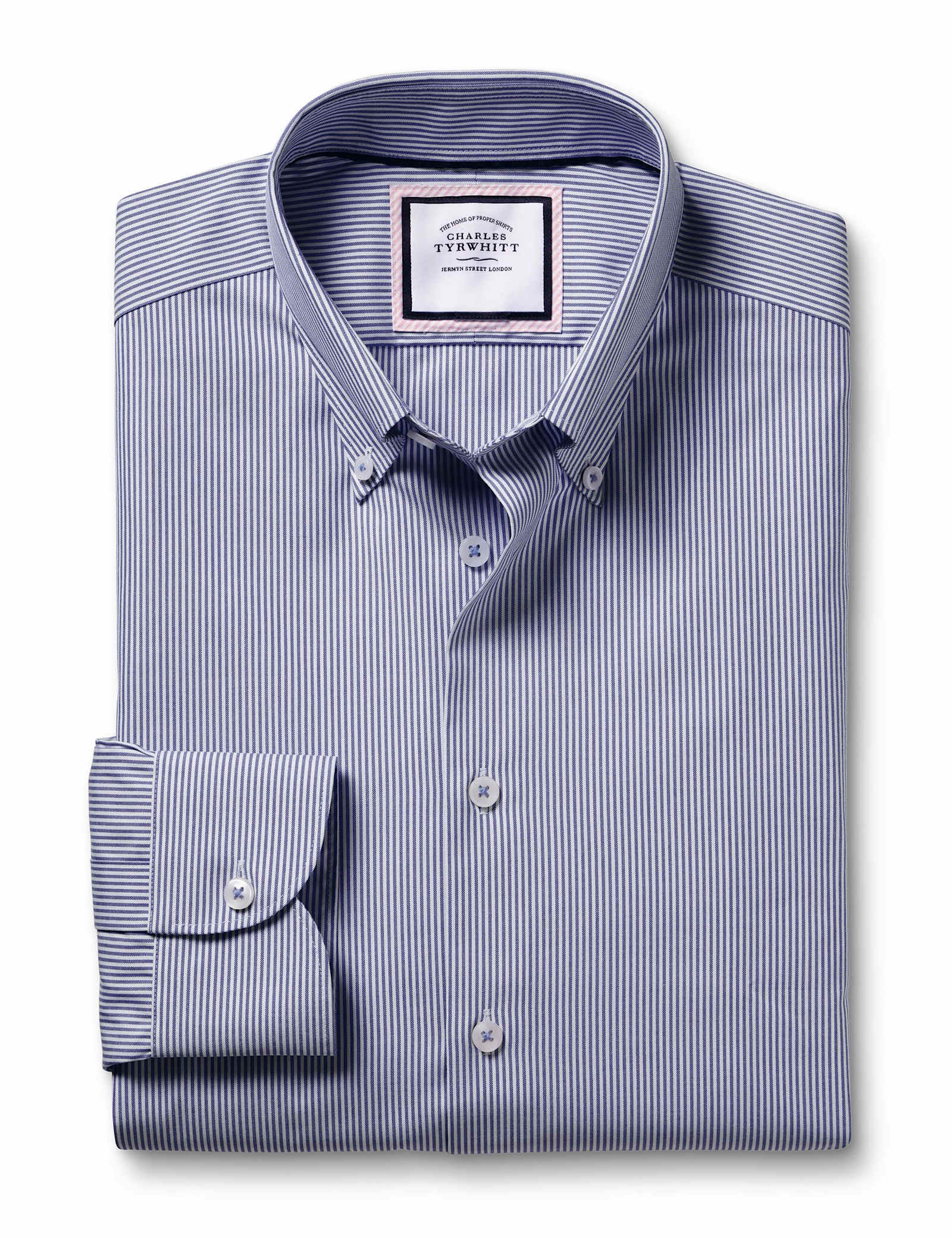 Regular Fit Non Iron Pure Cotton Striped Oxford Shirt - image 1