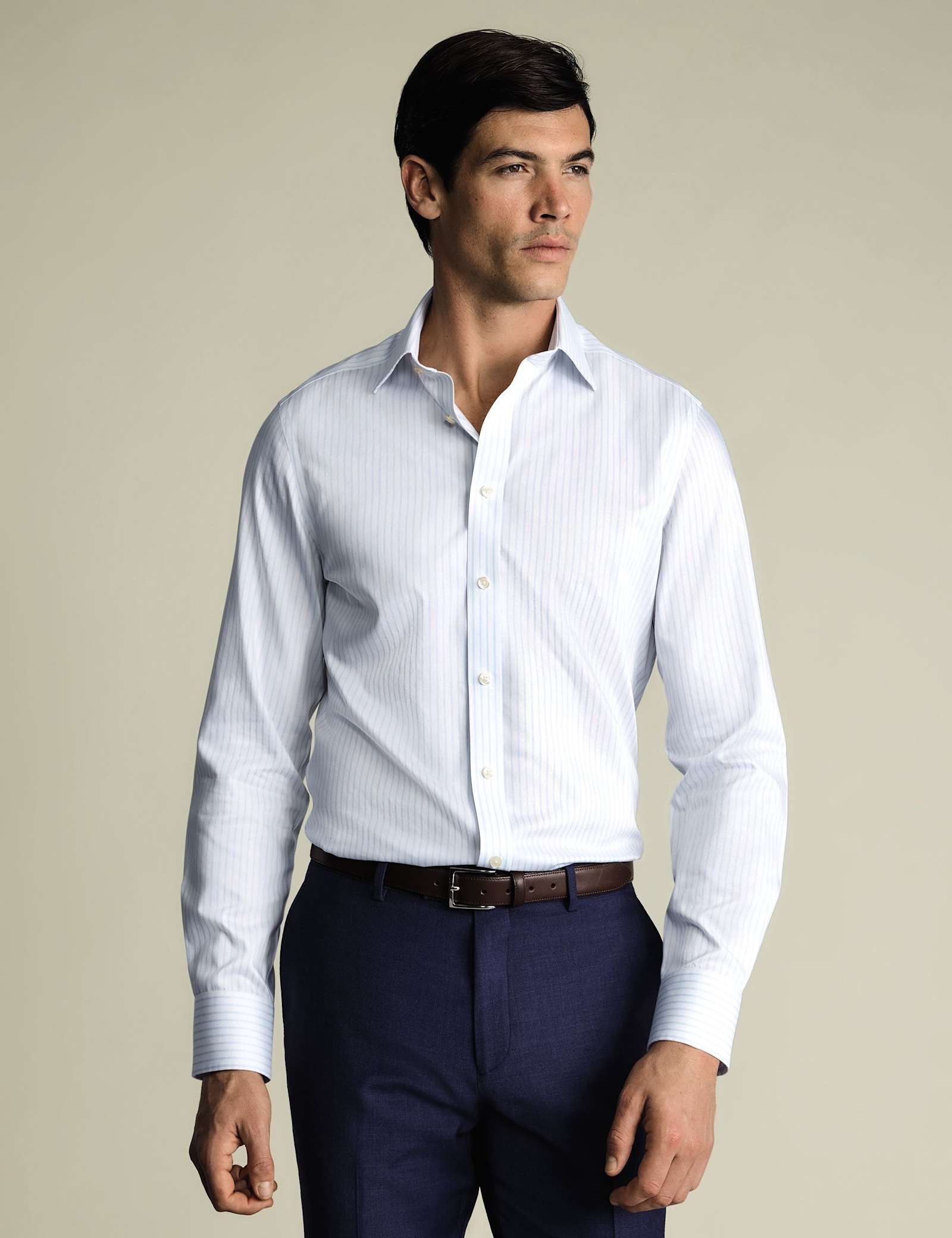 Slim Fit Non Iron Pure Cotton Striped Shirt - image 1