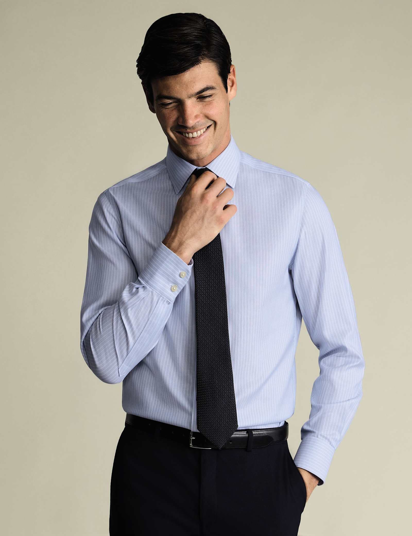 Slim Fit Non Iron Pure Cotton Striped Shirt - image 1
