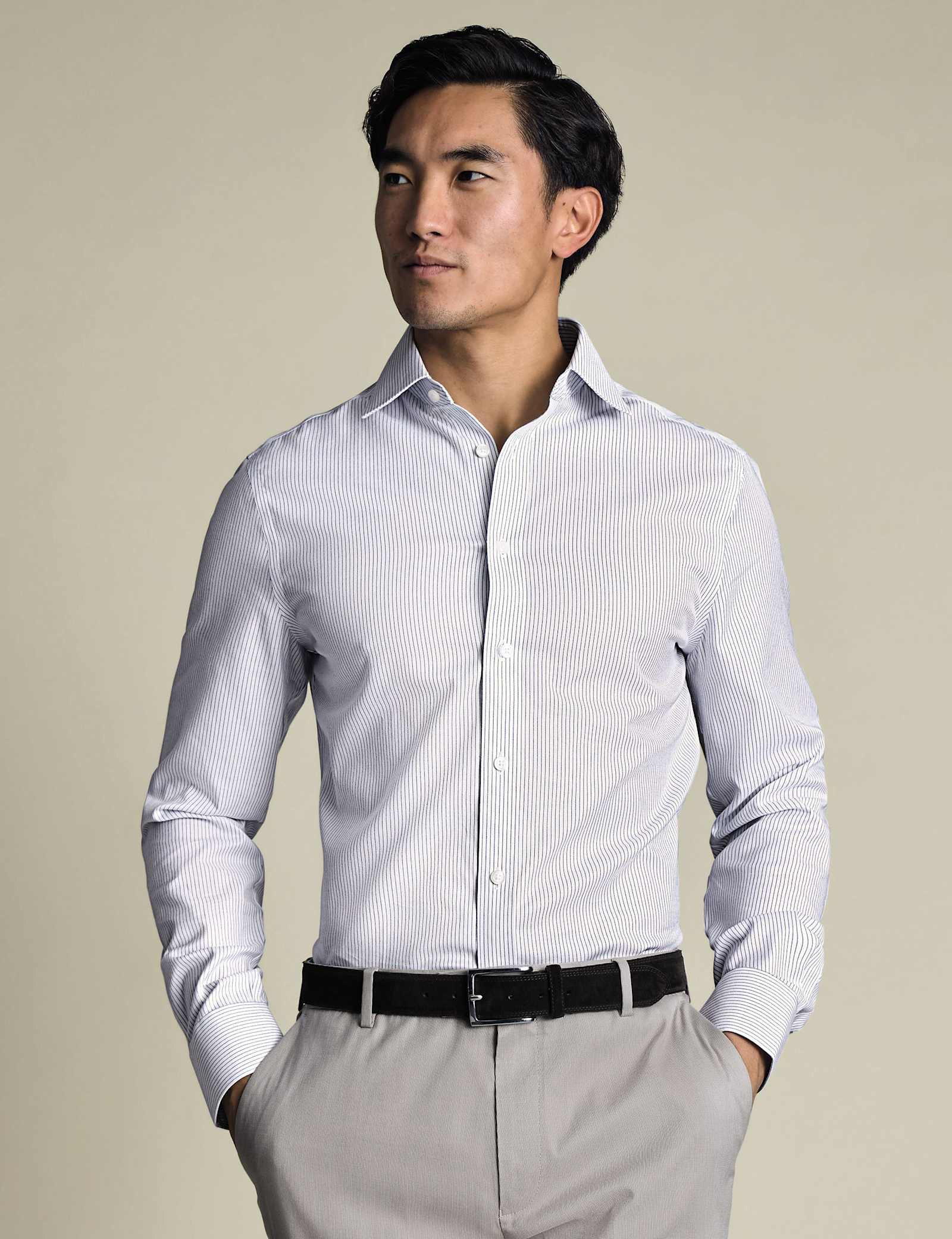 Slim Fit Non Iron Pure Cotton Striped Shirt - image 1