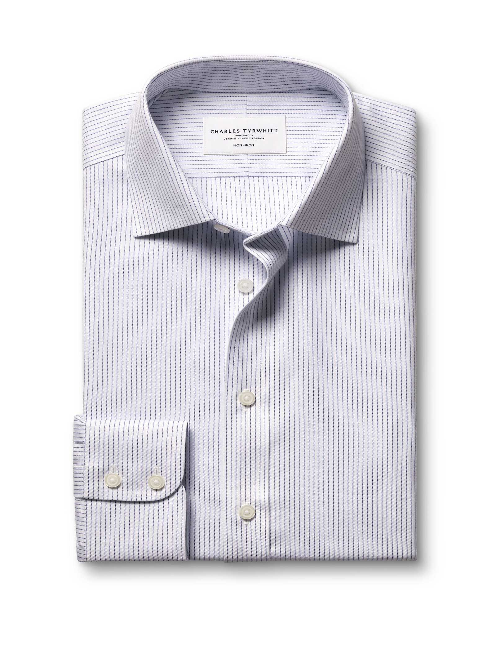 Slim Fit Non Iron Pure Cotton Striped Shirt - image 2