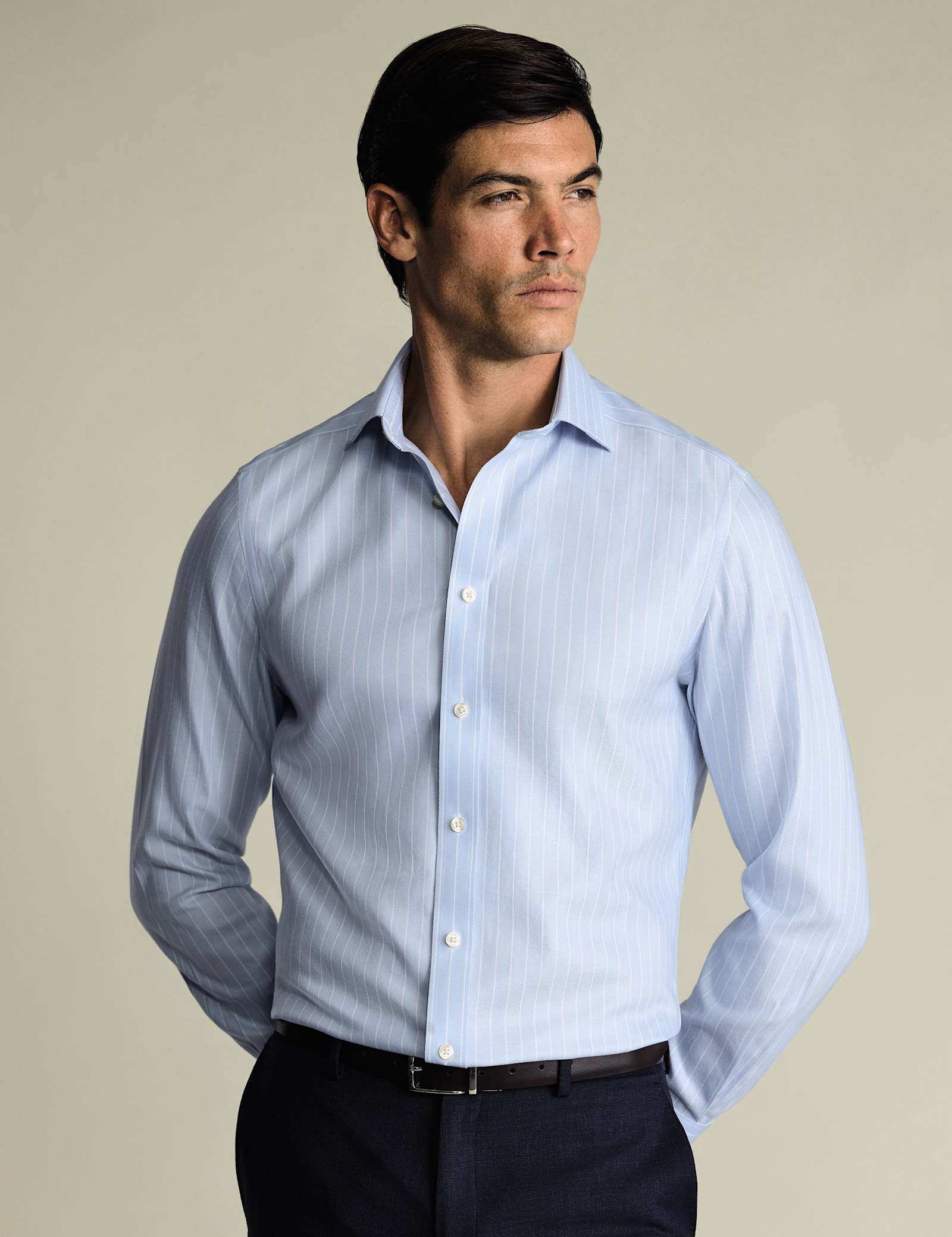Slim Fit Non Iron Herringbone Shirt - image 1