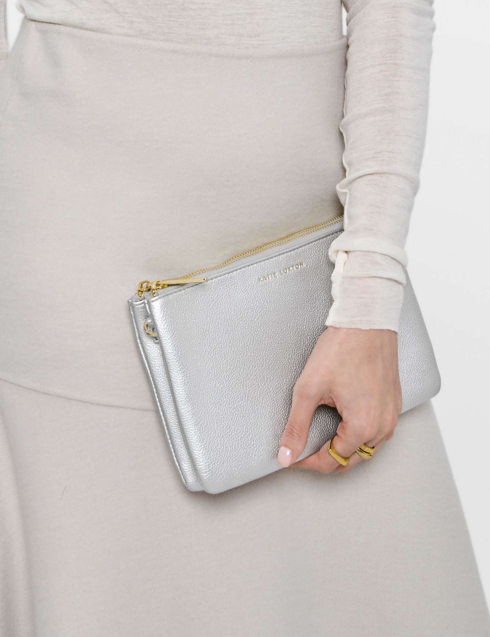 Faux Leather Metallic Duo Pouch Purse - image 1