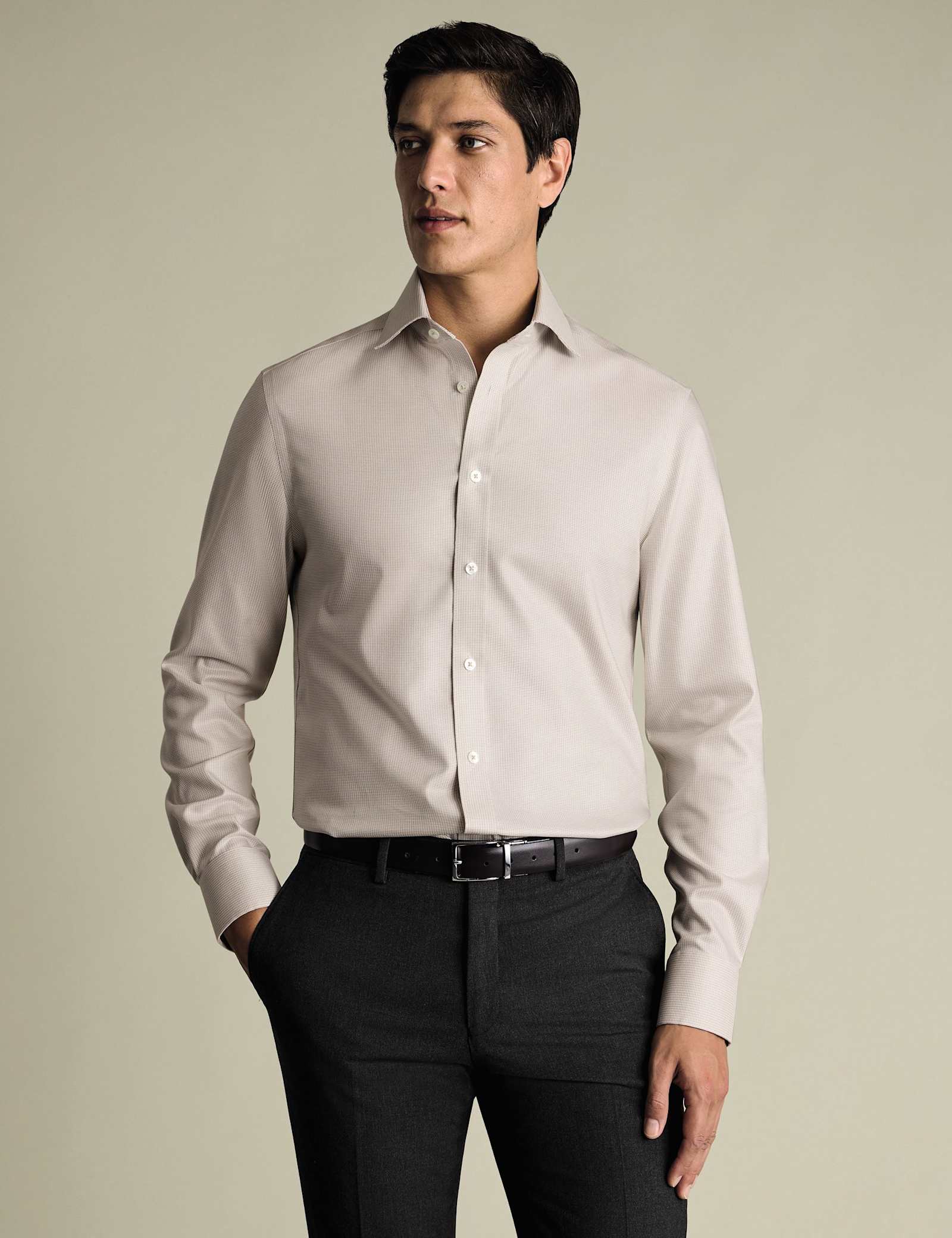 Slim Fit Non Iron Pure Cotton Textured Shirt - image 1