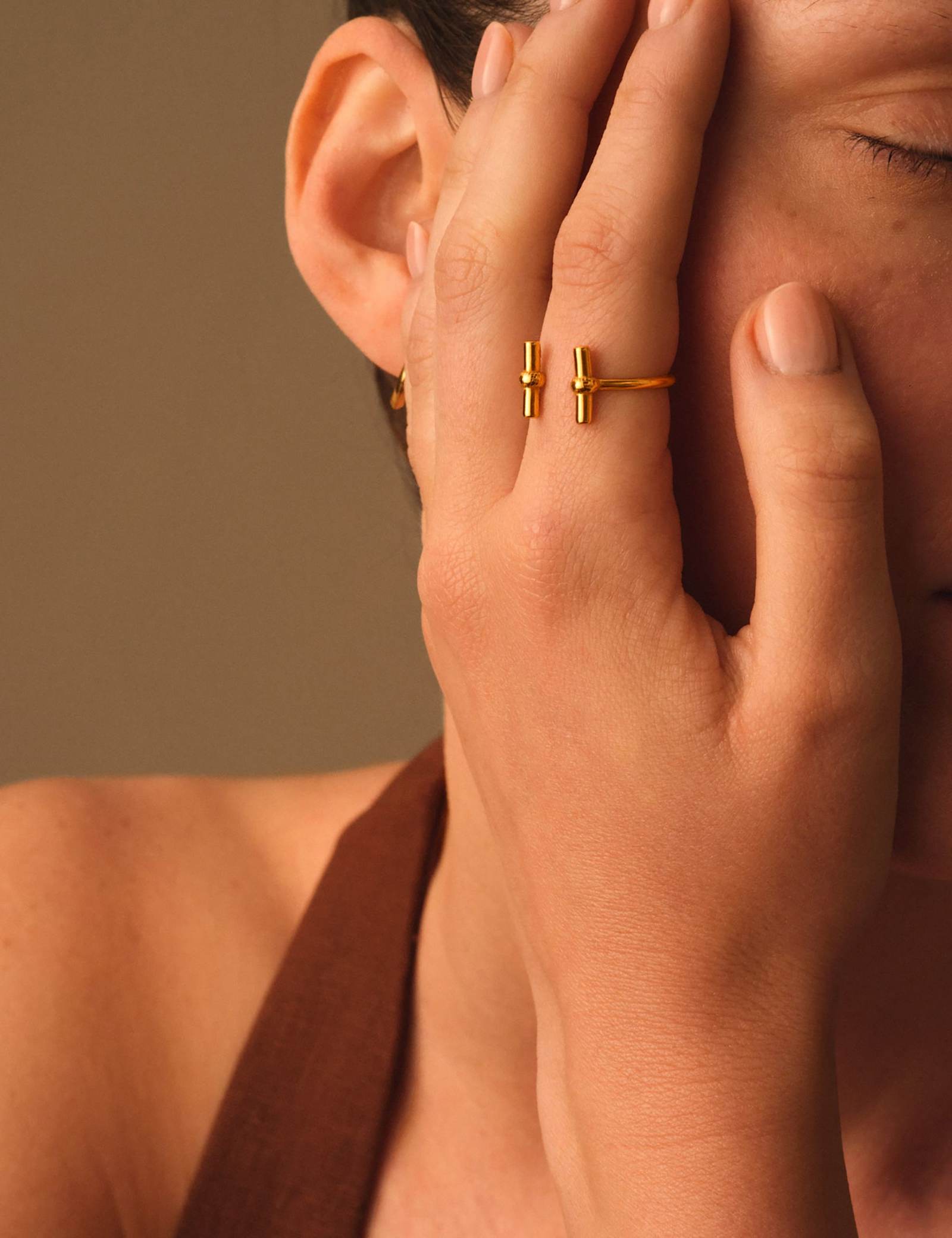 Gold Plated T-Bar Waterproof Ring - image 4