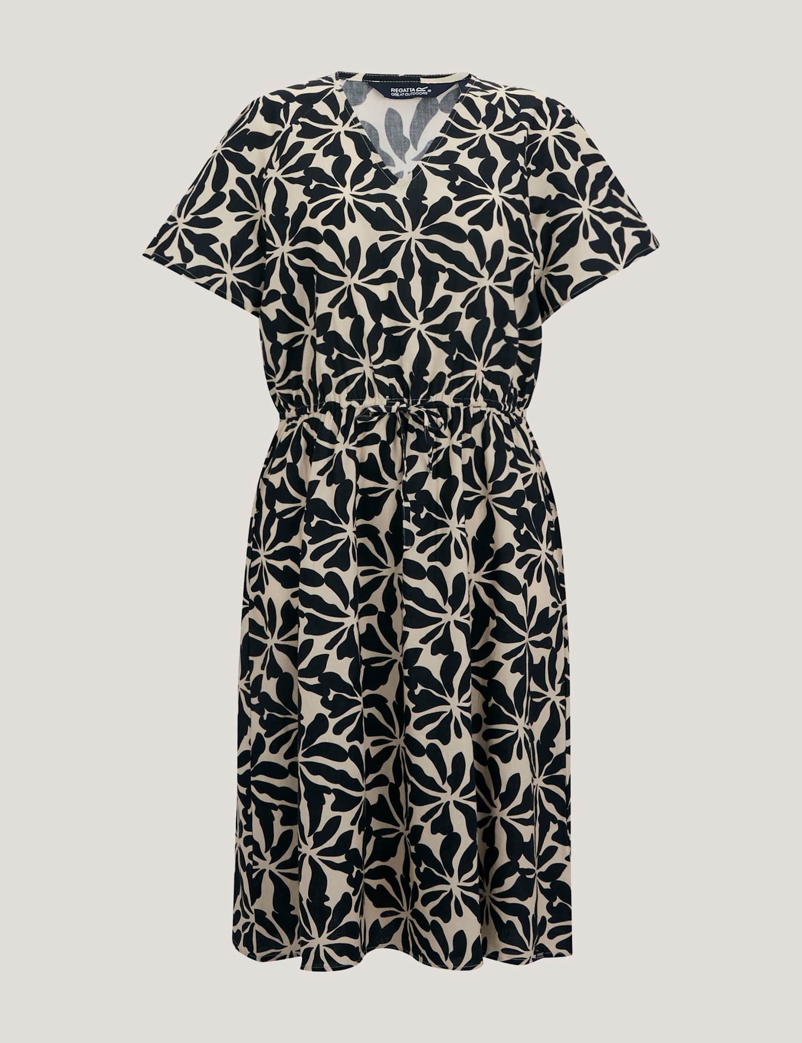Elona Pure Cotton Floral V-Neck Midi Dress - image 1