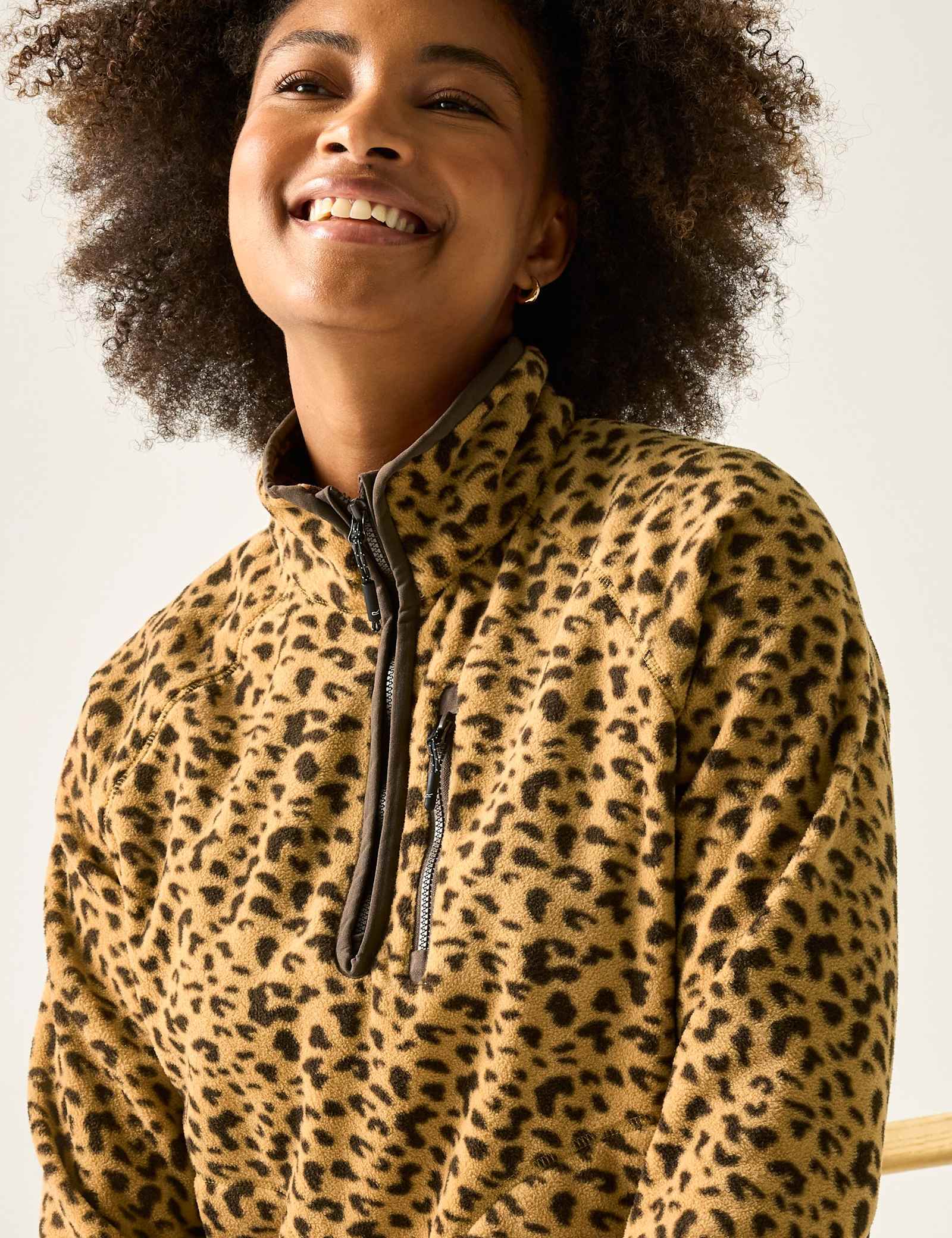 Frankie Leopard Print Half Zip Fleece Jacket - image 5