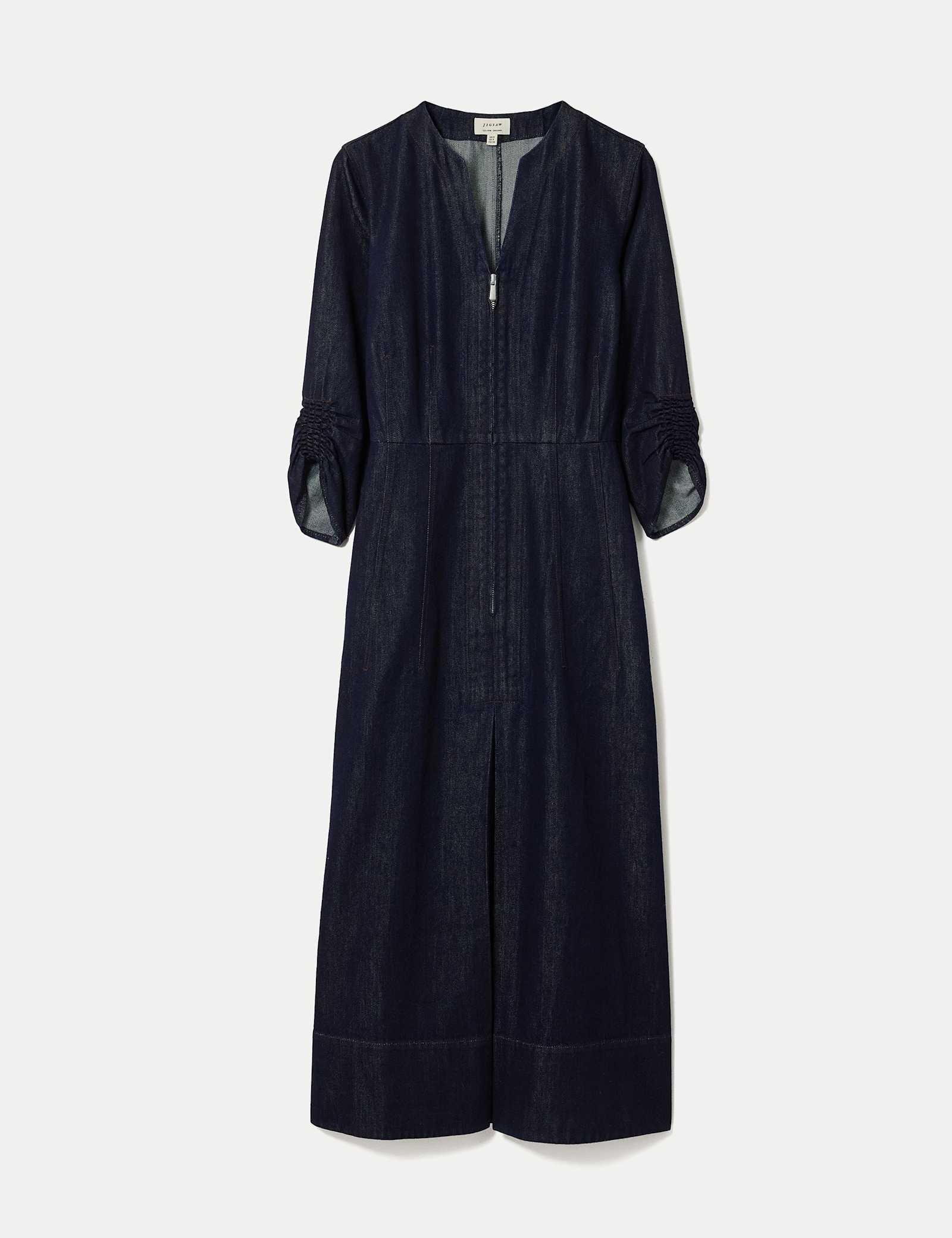 Pure Cotton Chambray Zip Front Midi Dress - image 1