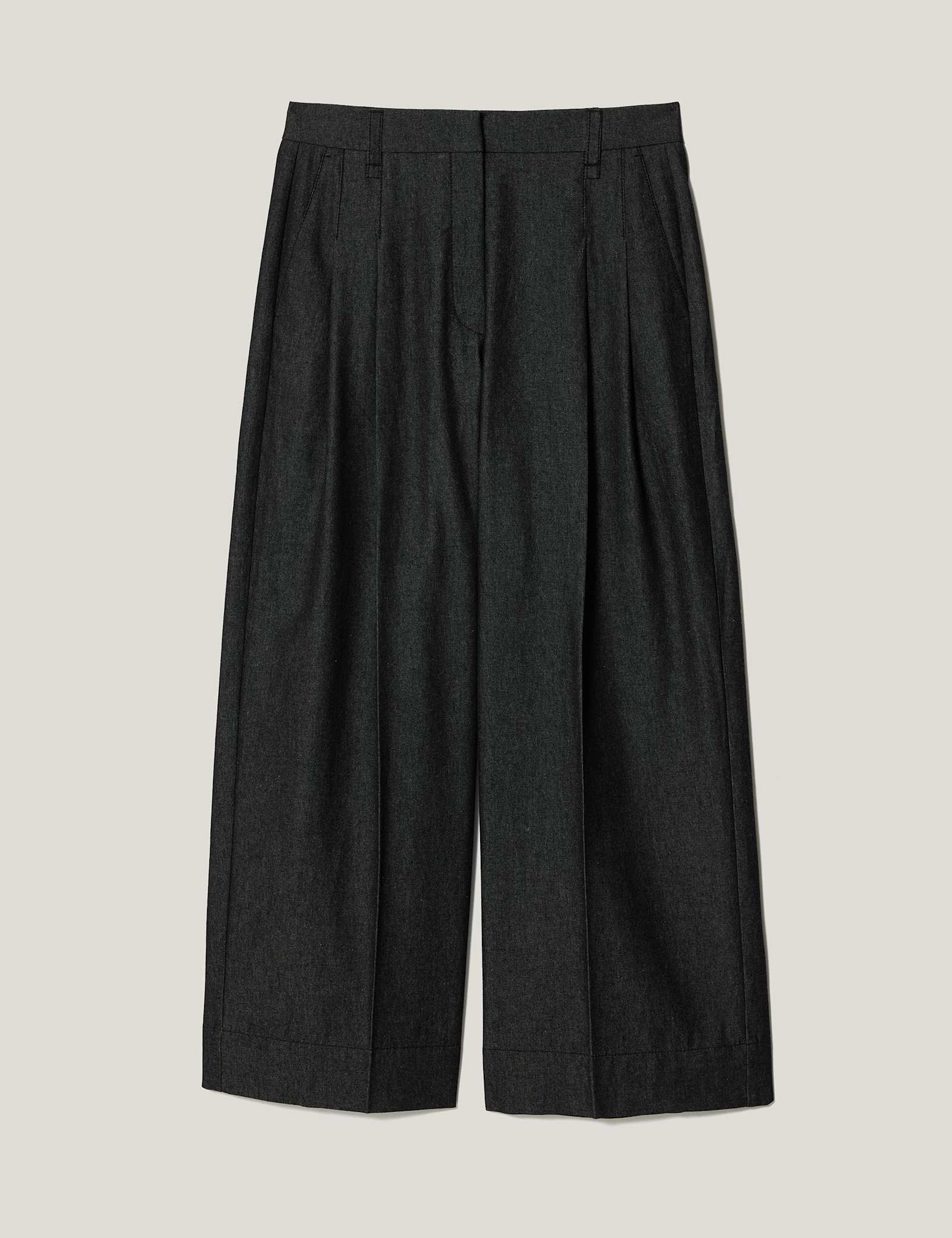 Denim Pleat Front Ankle Grazer Trousers - image 1