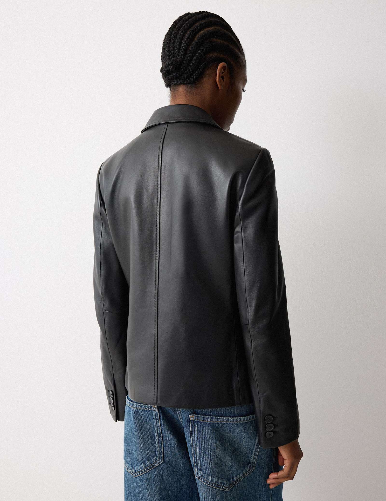 Leather Tailored Single Breasted Blazer - image 5