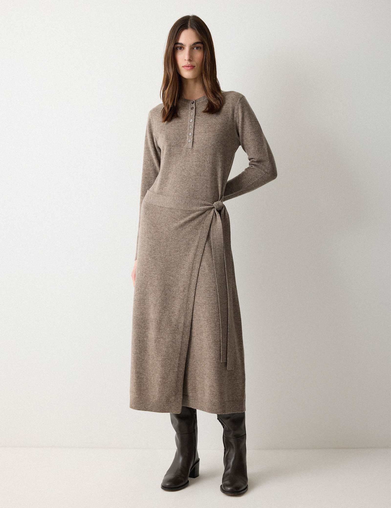 Merino Wool Blend Midi Wrap Dress - image 2