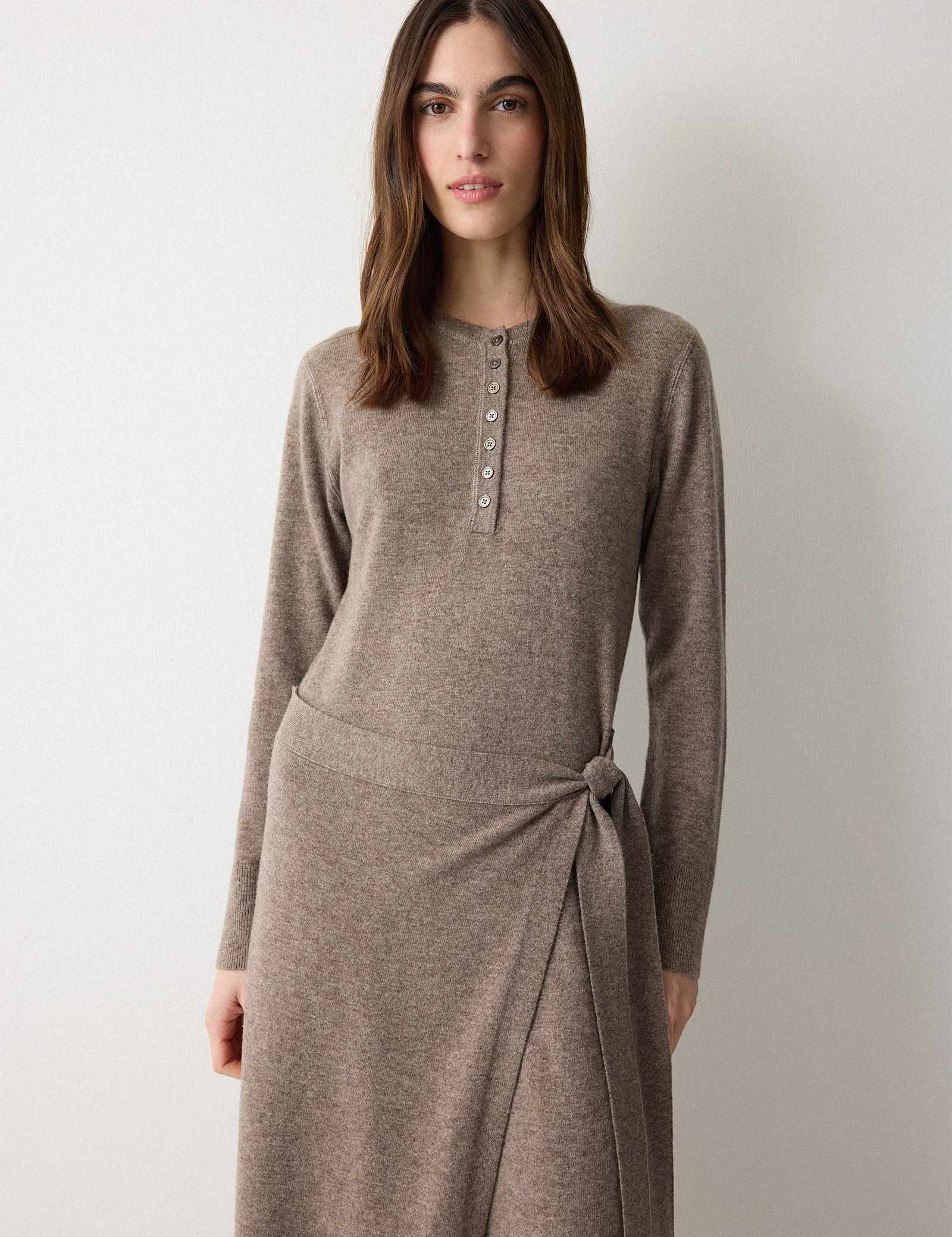 Merino Wool Blend Midi Wrap Dress - image 4