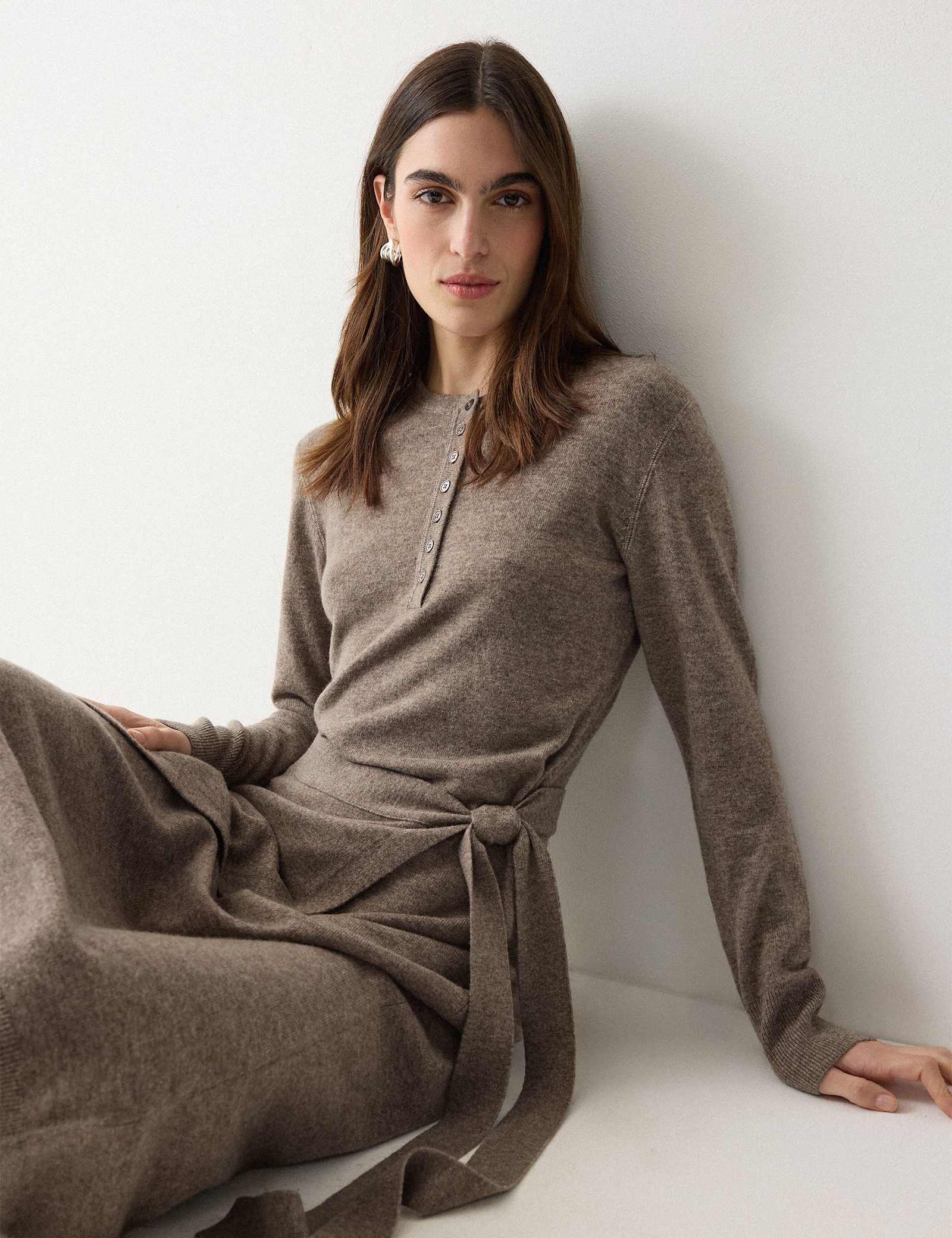 Merino Wool Blend Midi Wrap Dress - image 3
