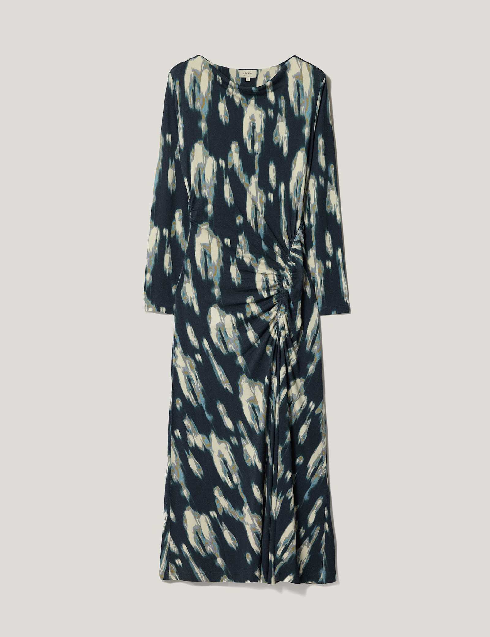 Jersey Printed Ruched Midi Column Dress - image 1