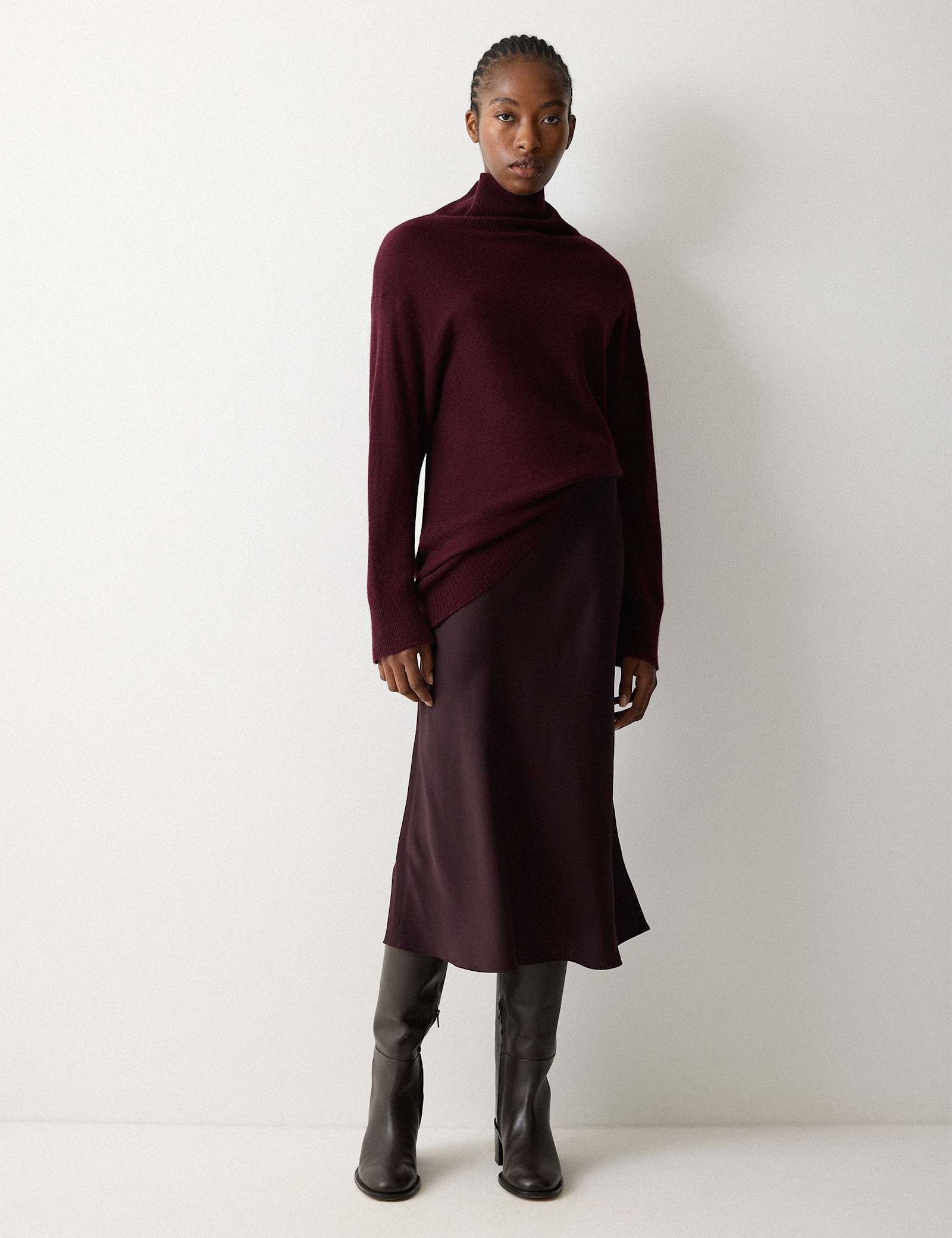 Satin Bias Midi Slip Skirt - image 3
