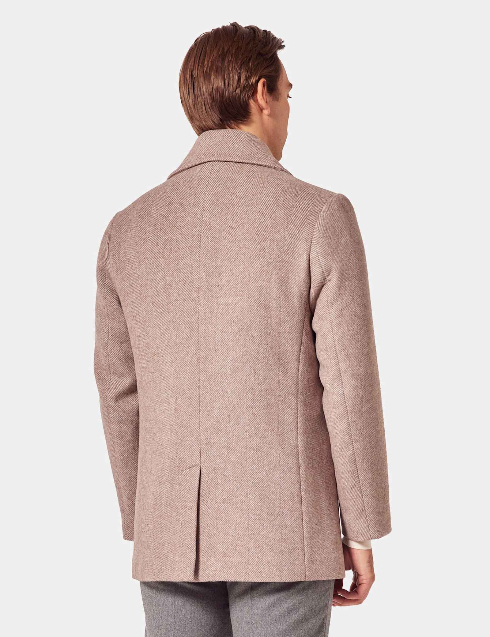 Wool Blend Herringbone Pea Coat - image 3