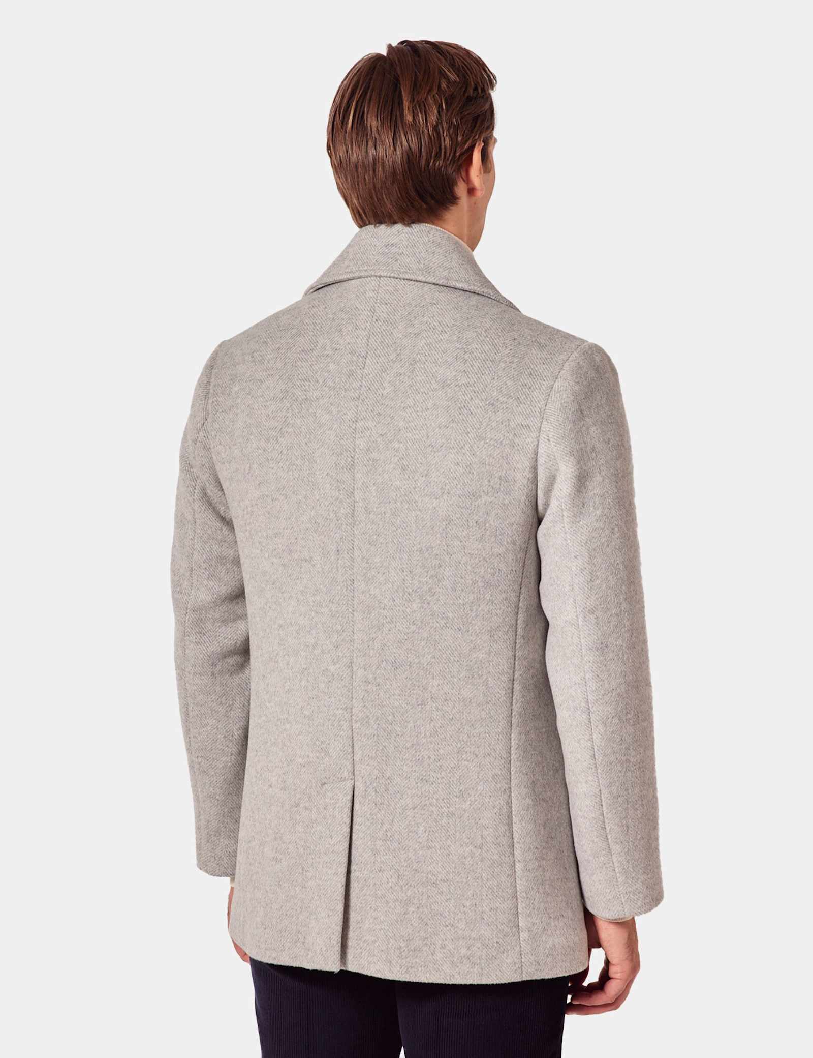 Wool Blend Herringbone Pea Coat - image 4