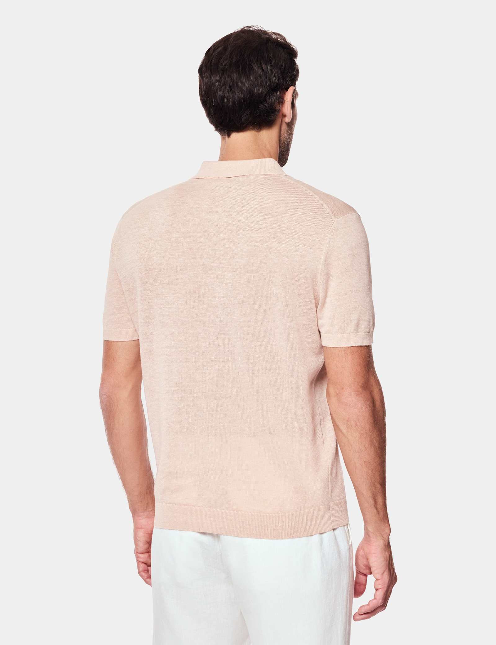 Sim Fit Pure Linen Open Collar Polo Shirt - image 3