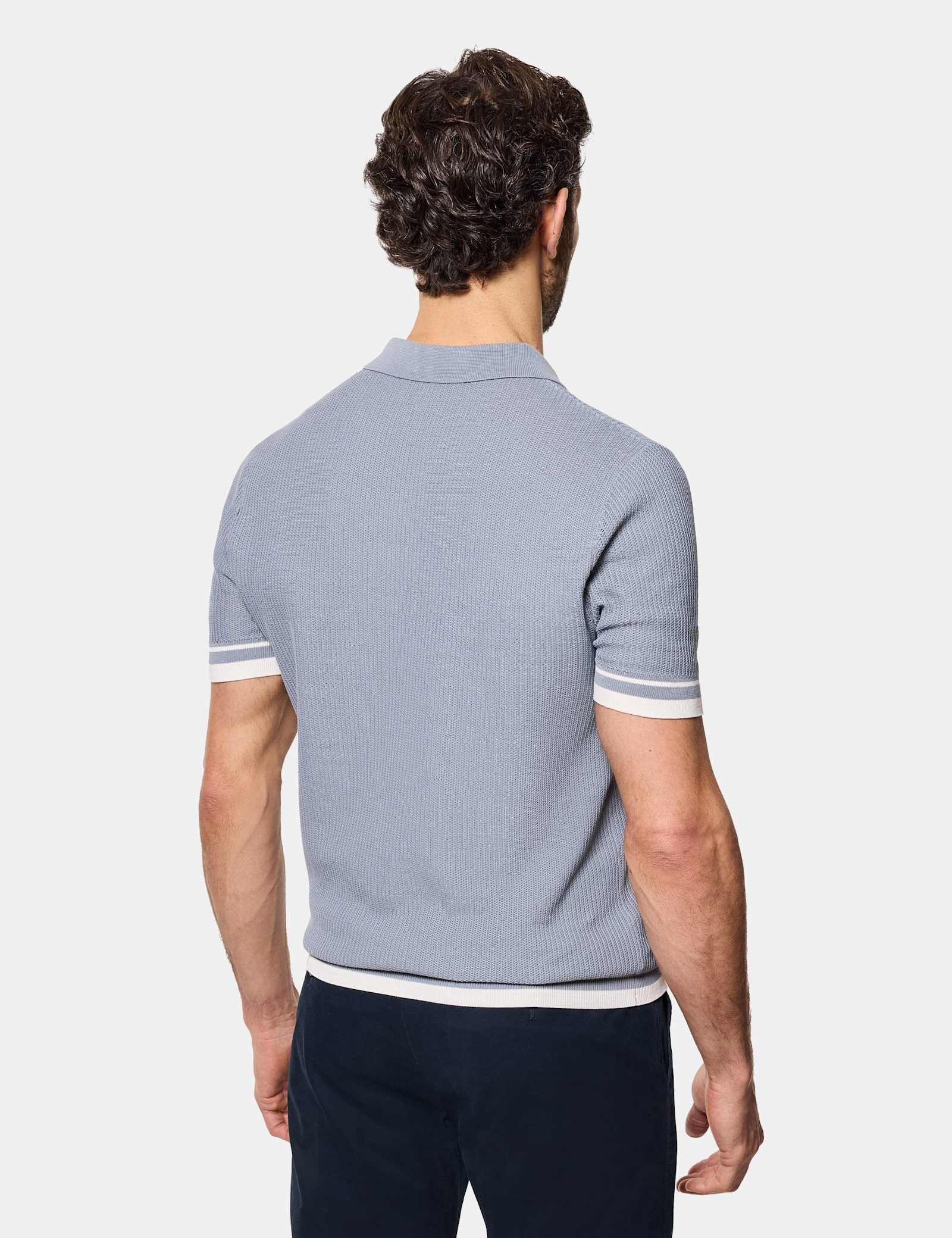 Pure Cotton Textured Knitted Polo Shirt - image 3