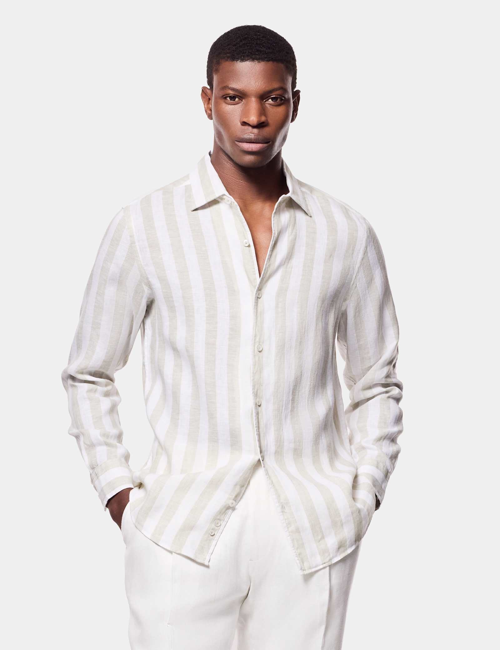Regular Fit Pure Linen Large Stripe Shirt - image 3
