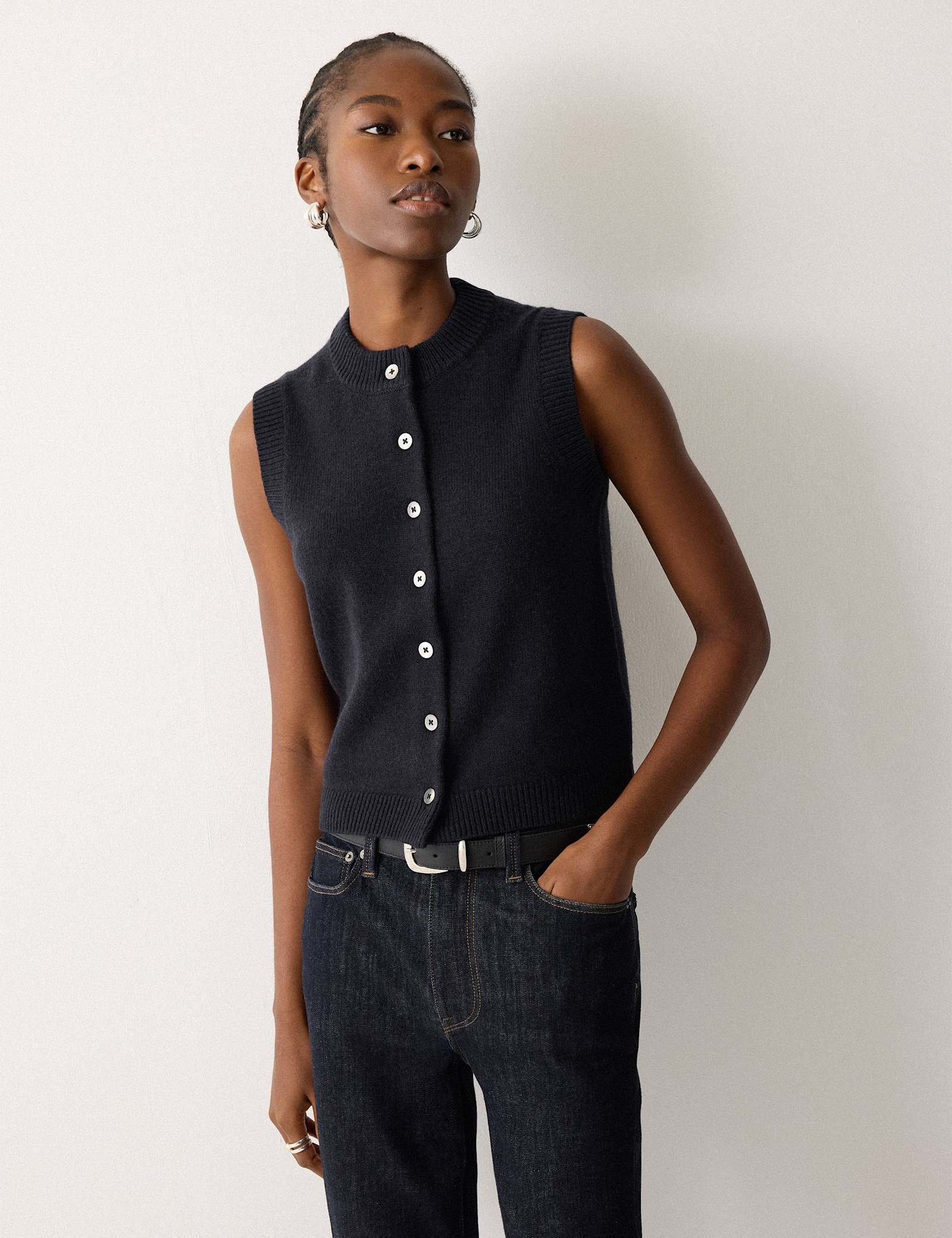 Wool Blend Straight Textured Waistcoat - image 4
