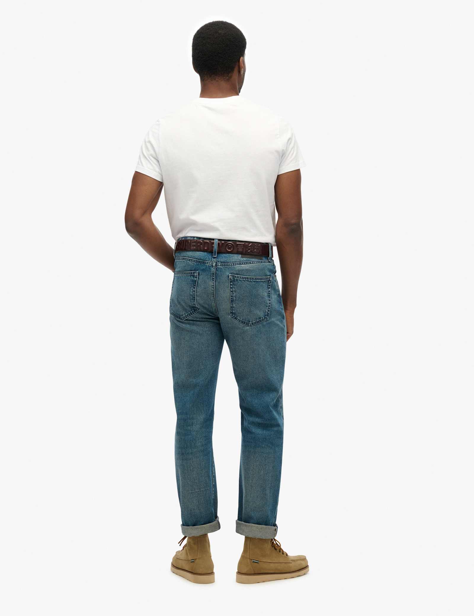 Straight Fit Turn-Up Rigid Denim Jeans - image 4
