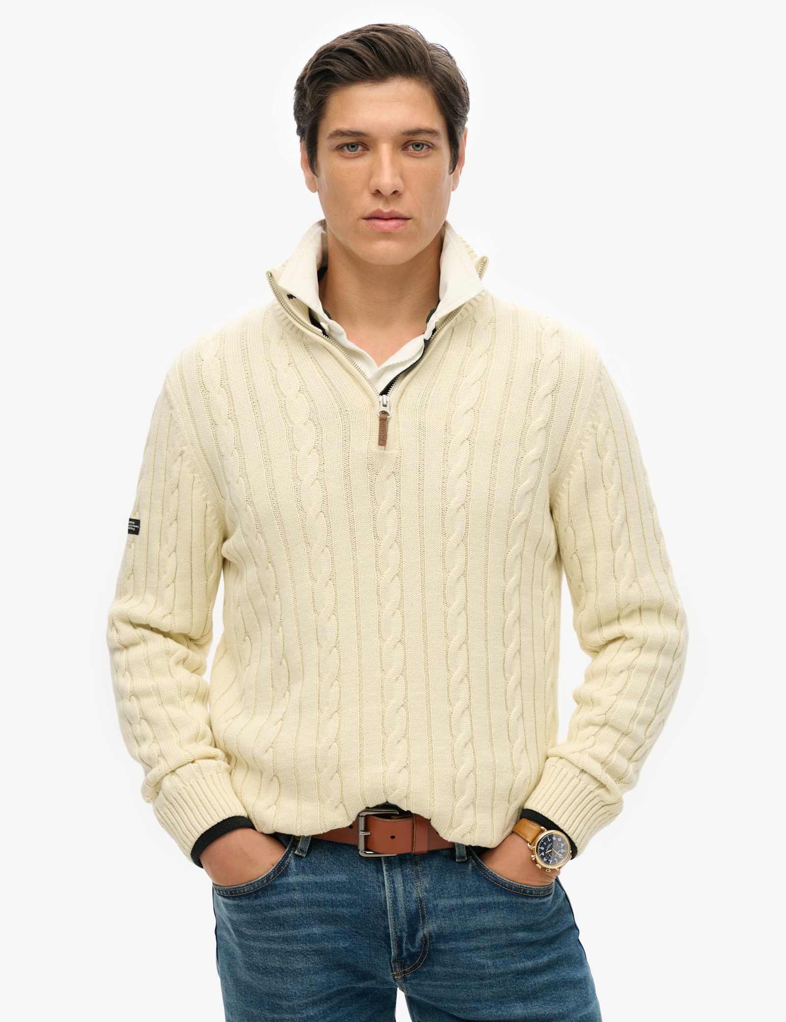 Pure Cotton Cable Half Zip Jumper - image 3